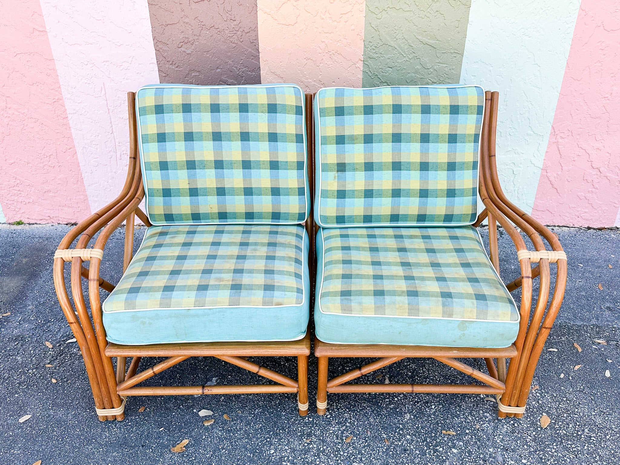 1940s Heywood Wakefield Two Piece Rattan Loveseat - Image 2