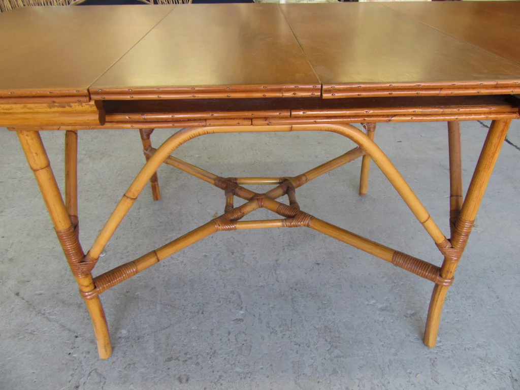 1940's Rattan Extendable Bamboo Table - Image 3