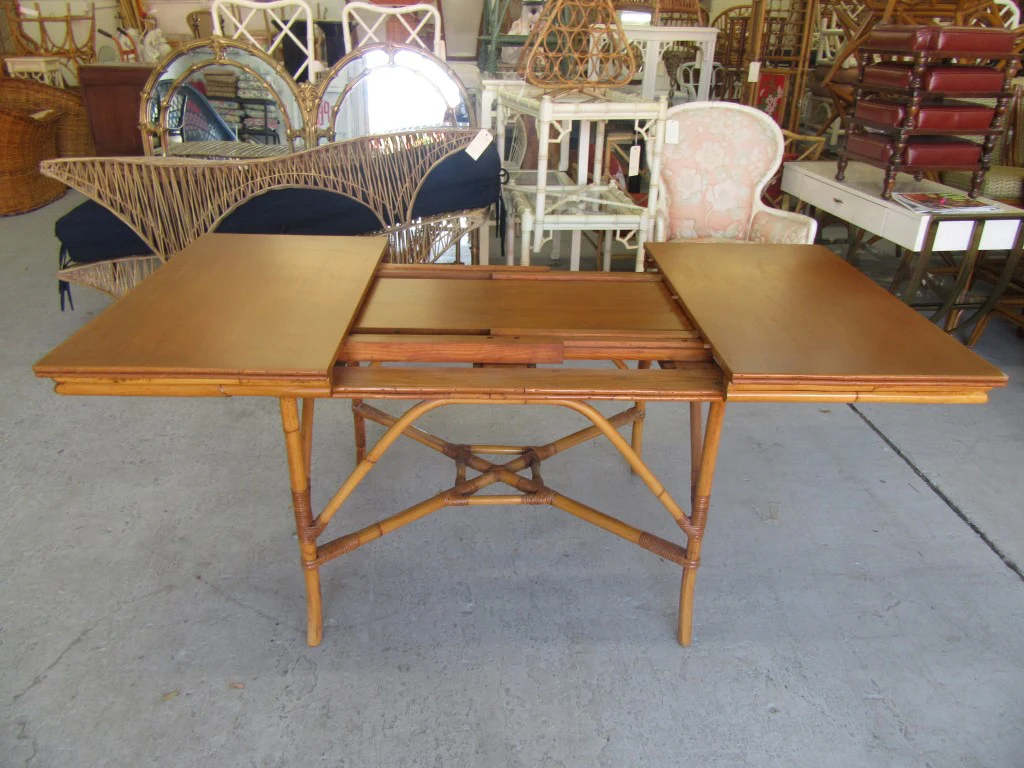 1940's Rattan Extendable Bamboo Table - Image 5