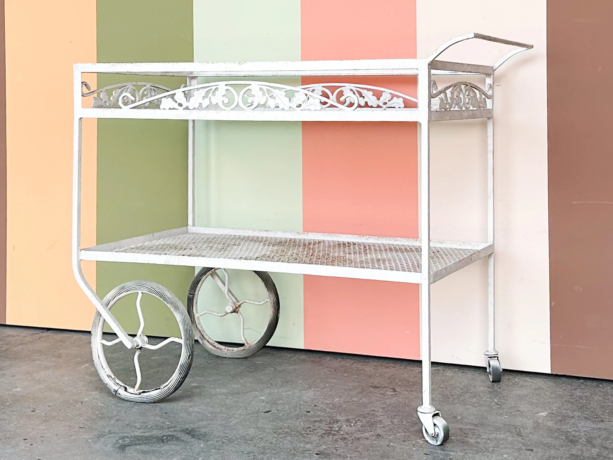 1950s Russell Woodard Wrought Iron Bar Cart - Image 3
