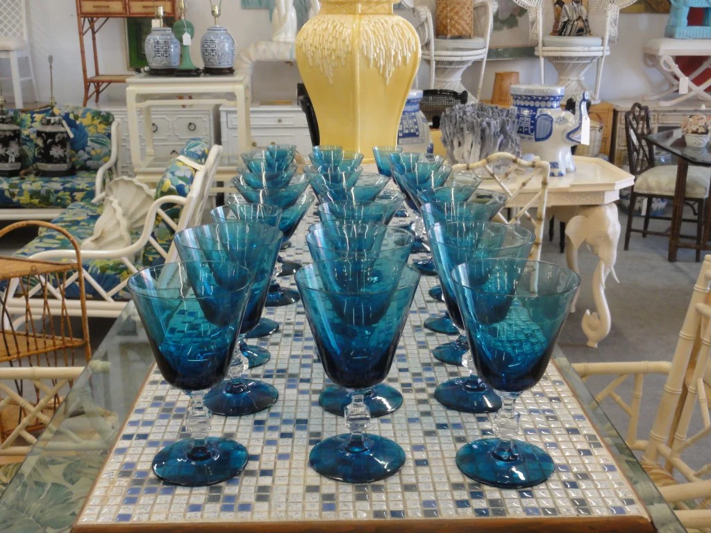 30 Piece Caribbean Blue Crystal Stemware - Image 2
