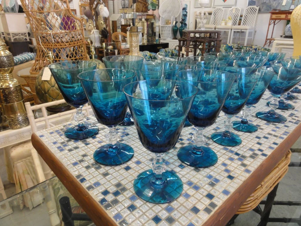 30 Piece Caribbean Blue Crystal Stemware - Image 3