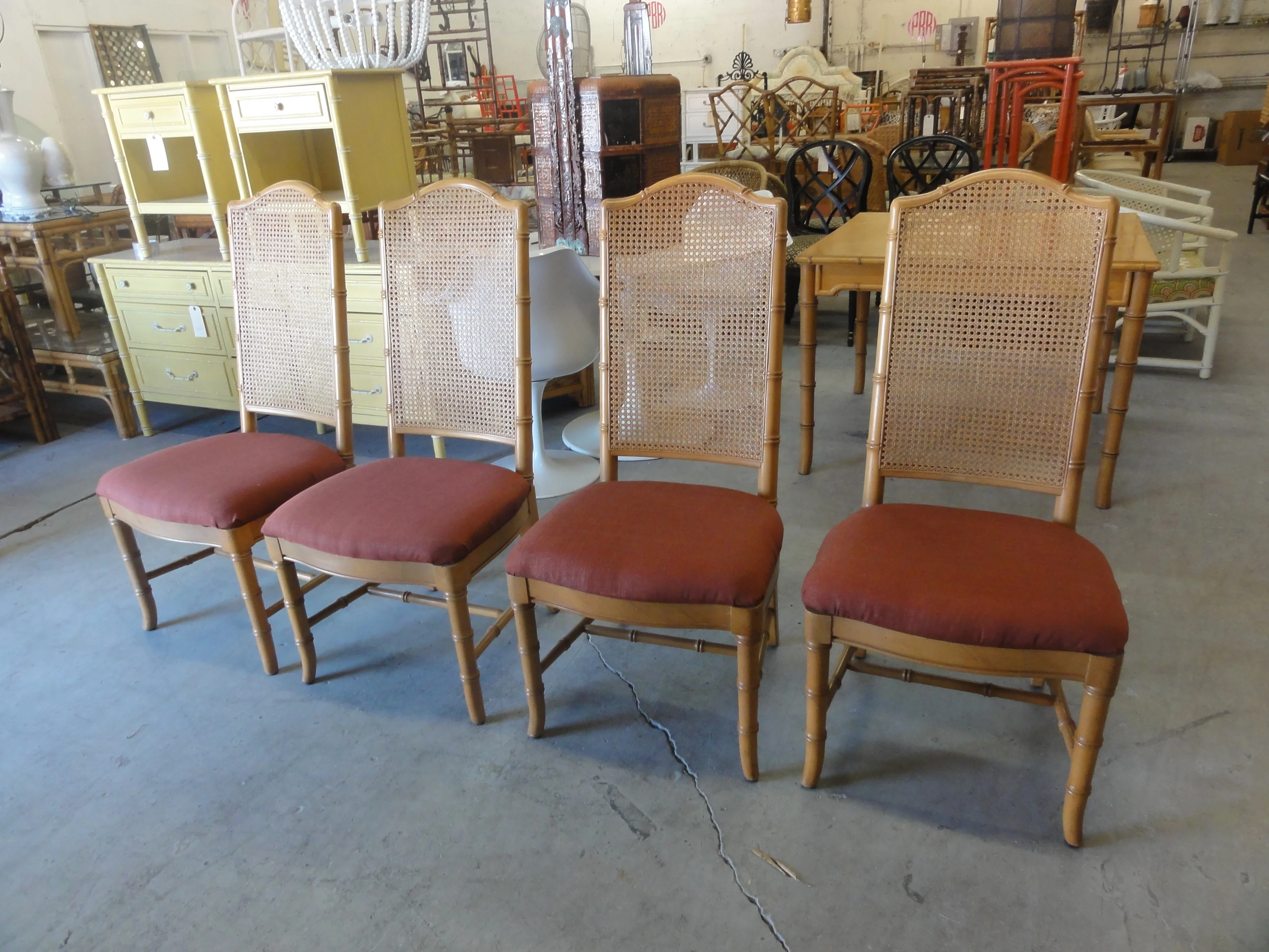 Pair of Faux Bamboo Cane Back Chairs - Image 2