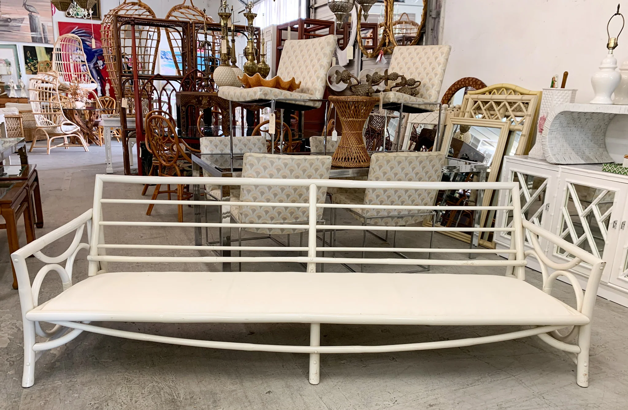 50’s Chic Circle Rattan Sofa - Image 6