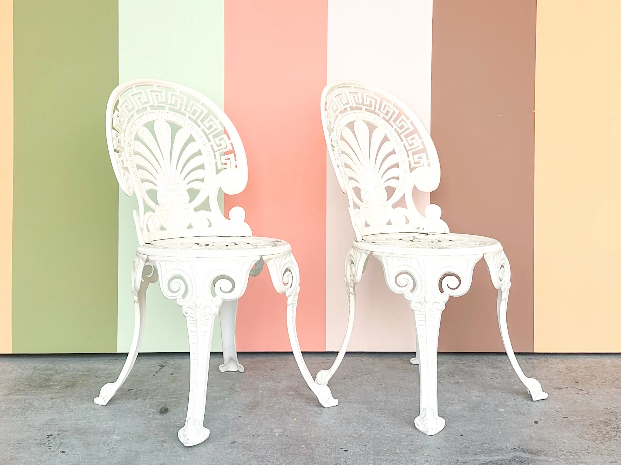 Pair of Aluminum Greek Key Outdoor Chairs - Image 8