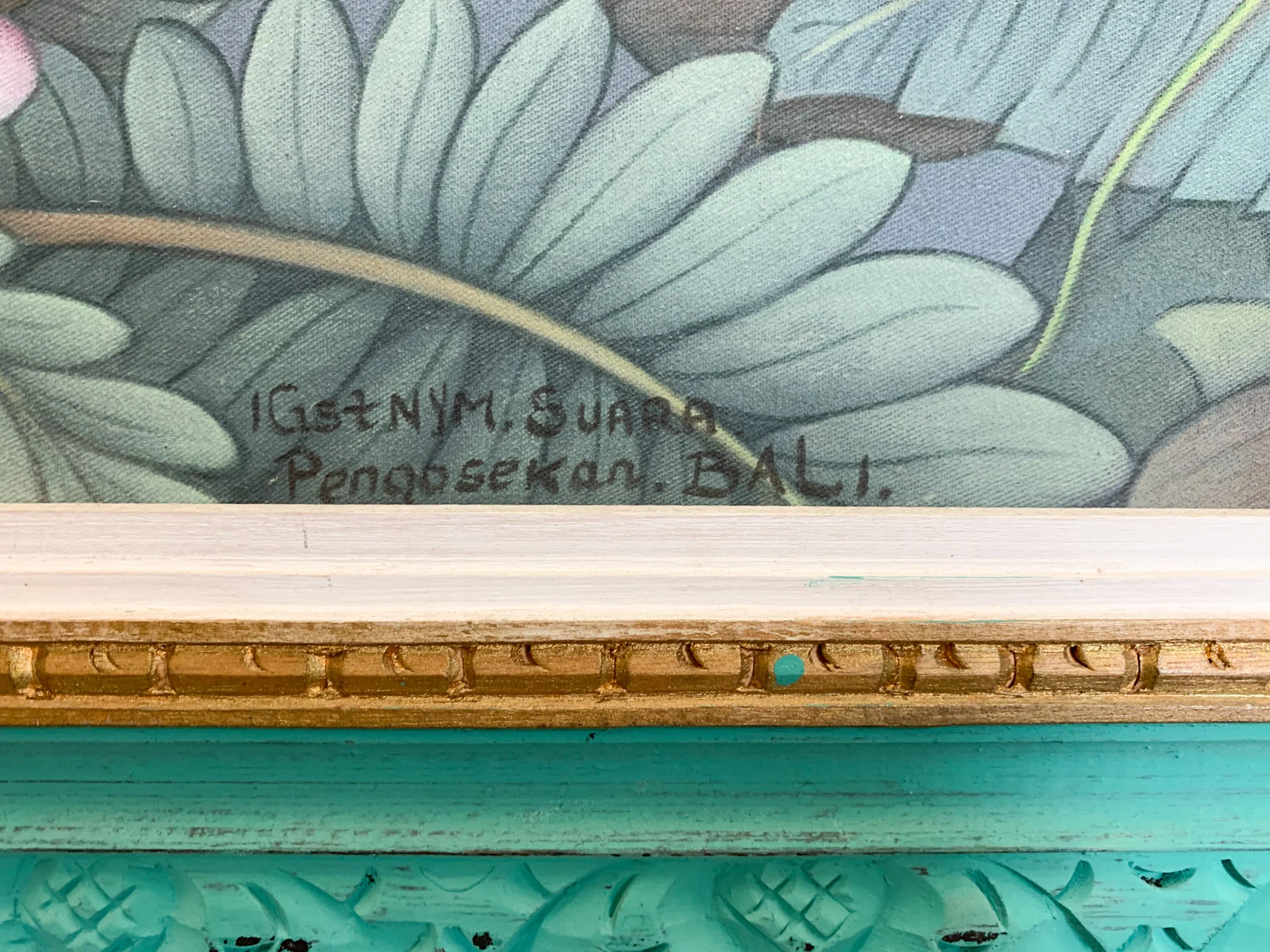 Balinese Parrots and Palms Signed Art - Image 3