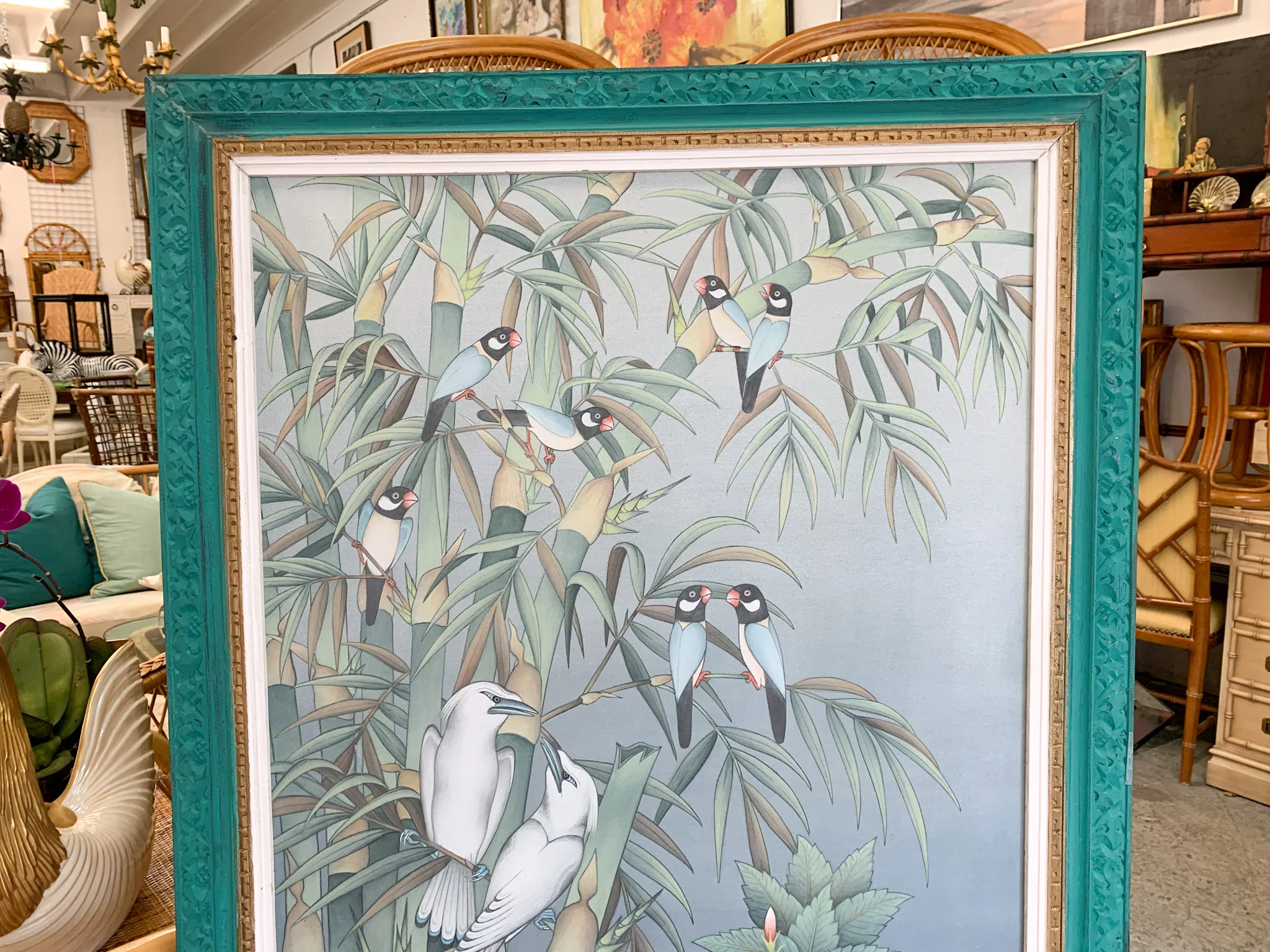 Balinese Parrots and Palms Signed Art - Image 4