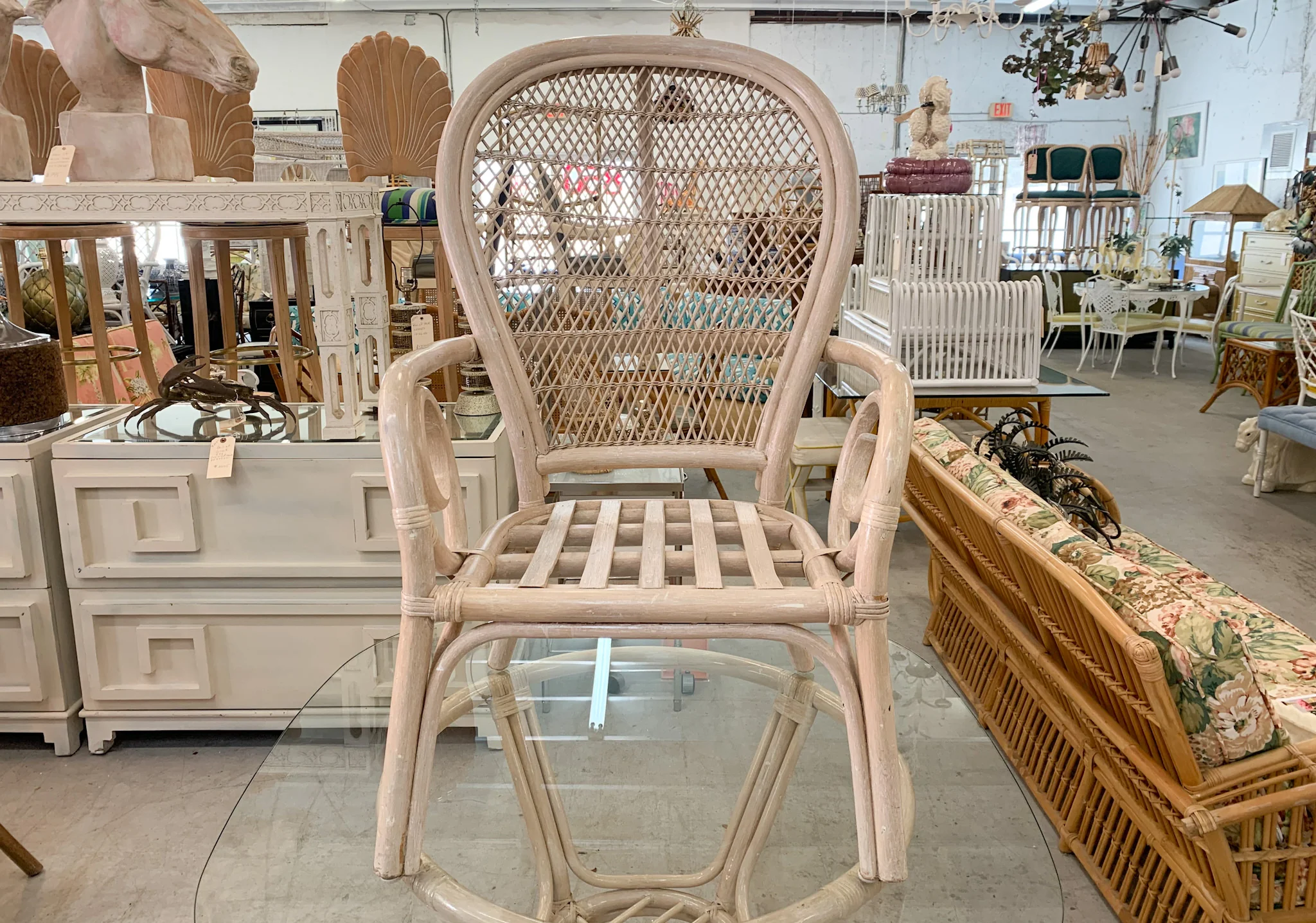 Set of Four Balloon Back Rattan Chairs and Table - Image 3