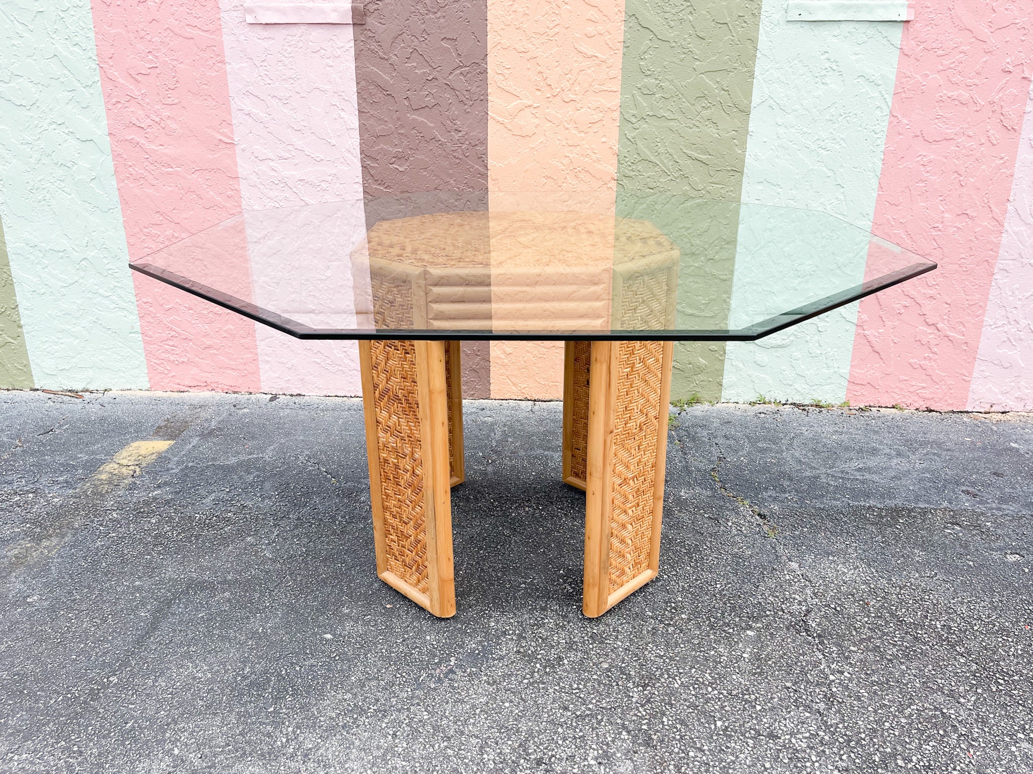 Bamboo and Woven Rattan Dining Table - Image 2
