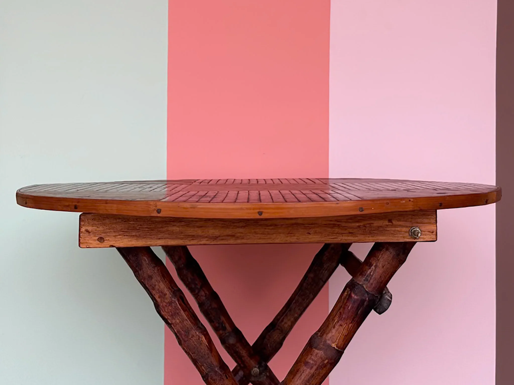 Petite Tortoiseshell Bamboo Folding Table - Image 4