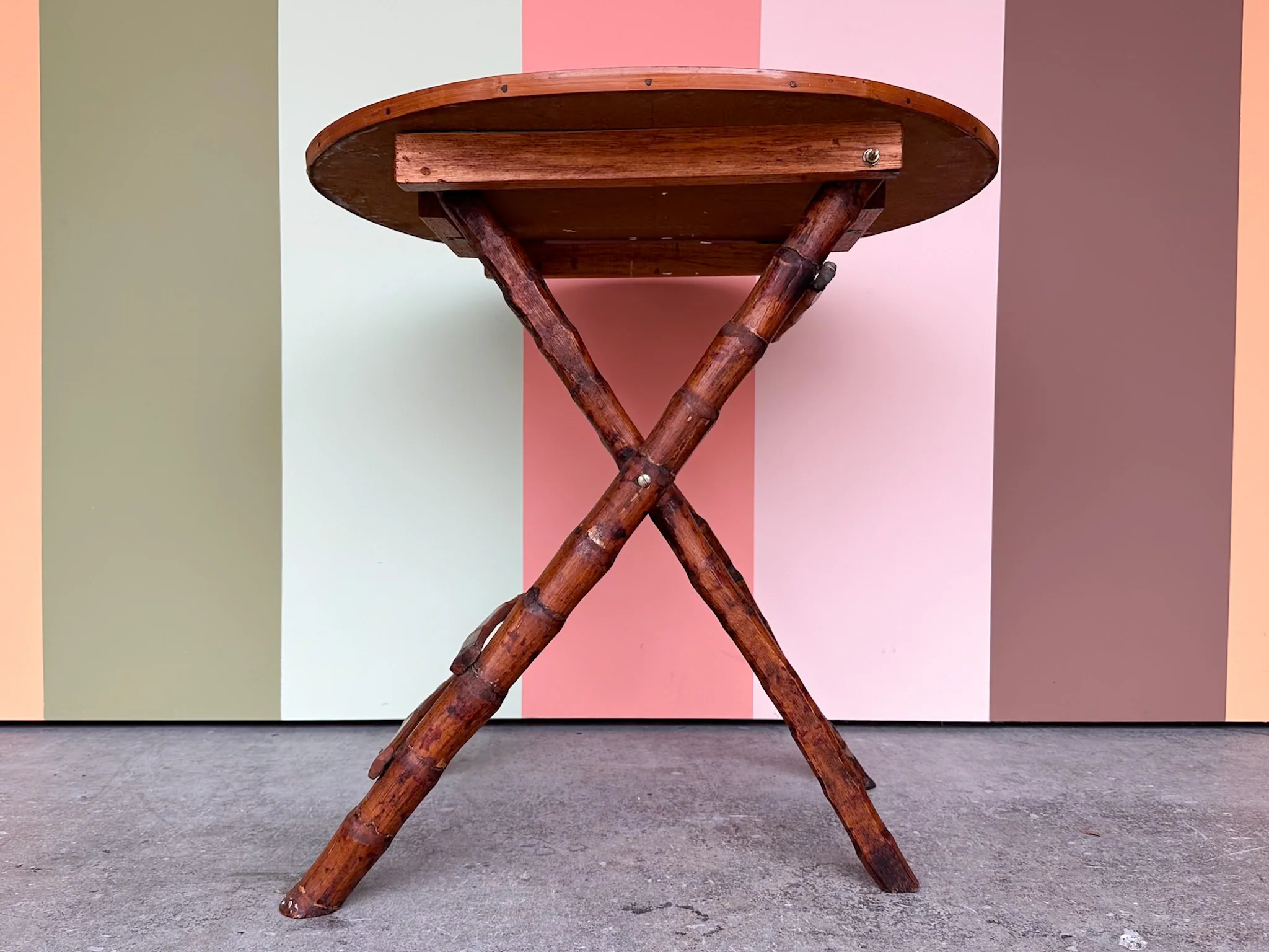 Petite Tortoiseshell Bamboo Folding Table - Image 5