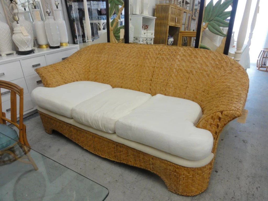Benchcraft Island Style Woven Rattan Sofa - Image 8