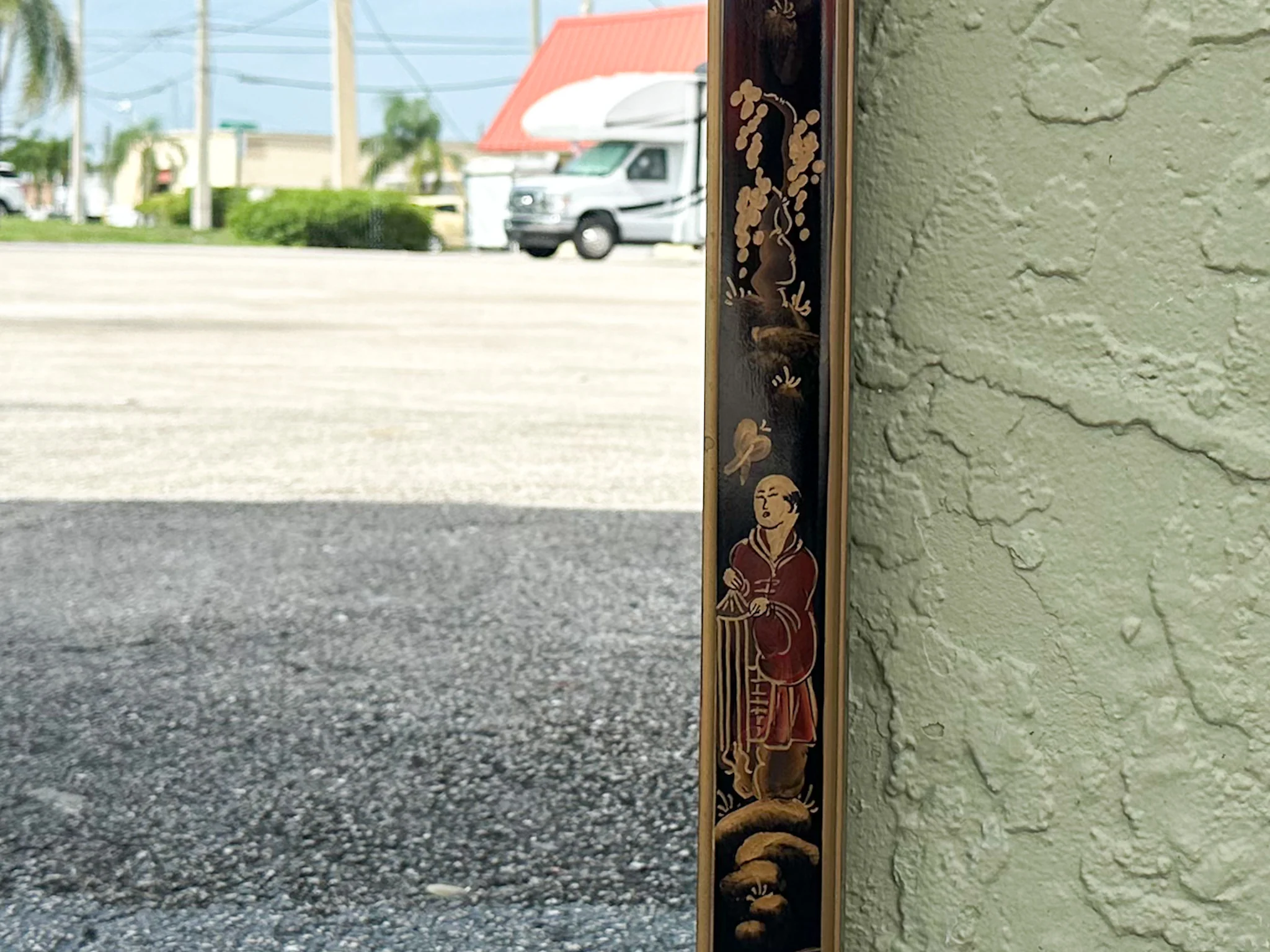 Black Chinoiserie Pagoda Mirror - Image 4