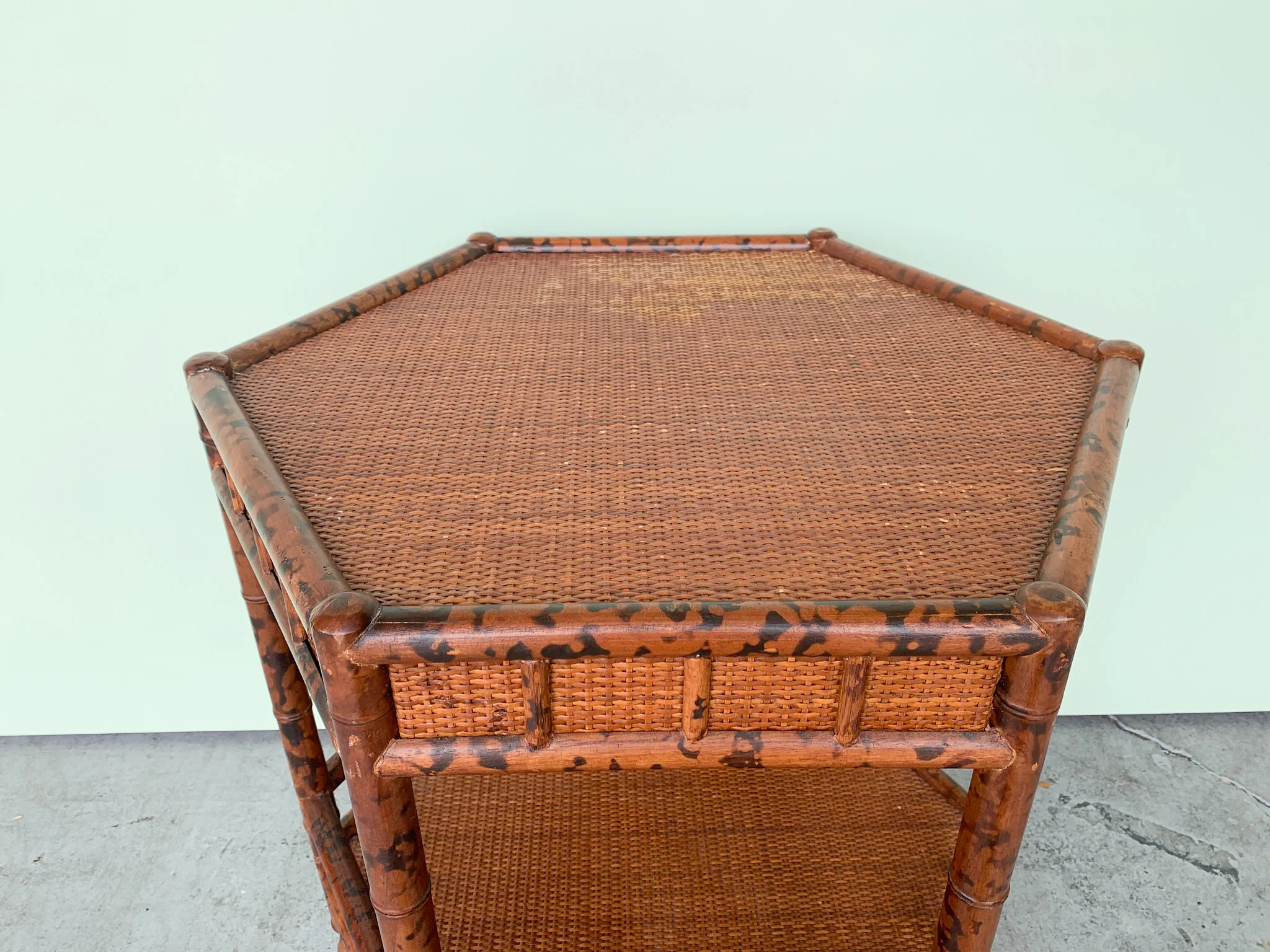 Bloomingdale’s Tortoiseshell Bamboo Side Table - Image 3