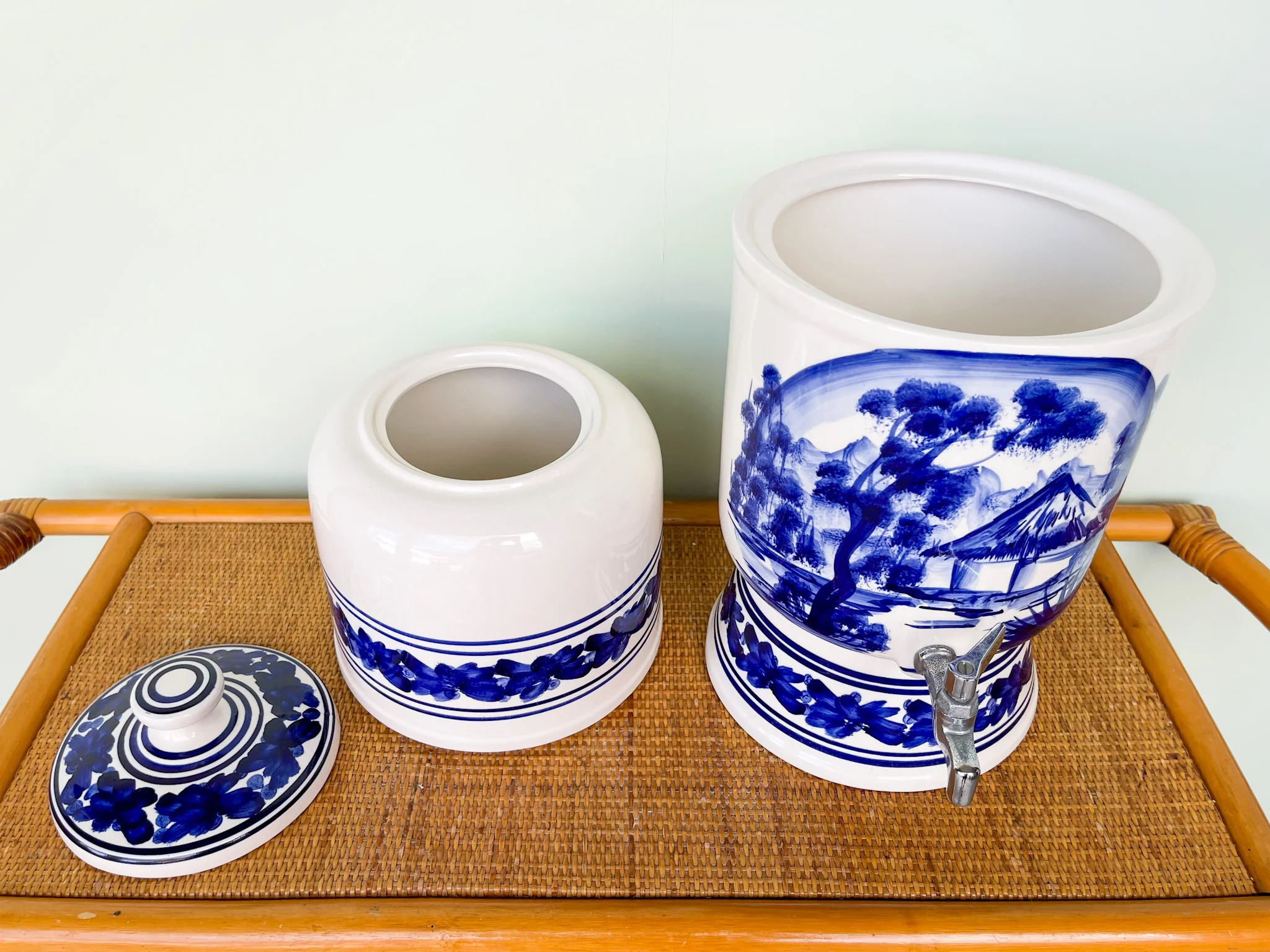 Blue and White Ceramic Decanter - Image 5