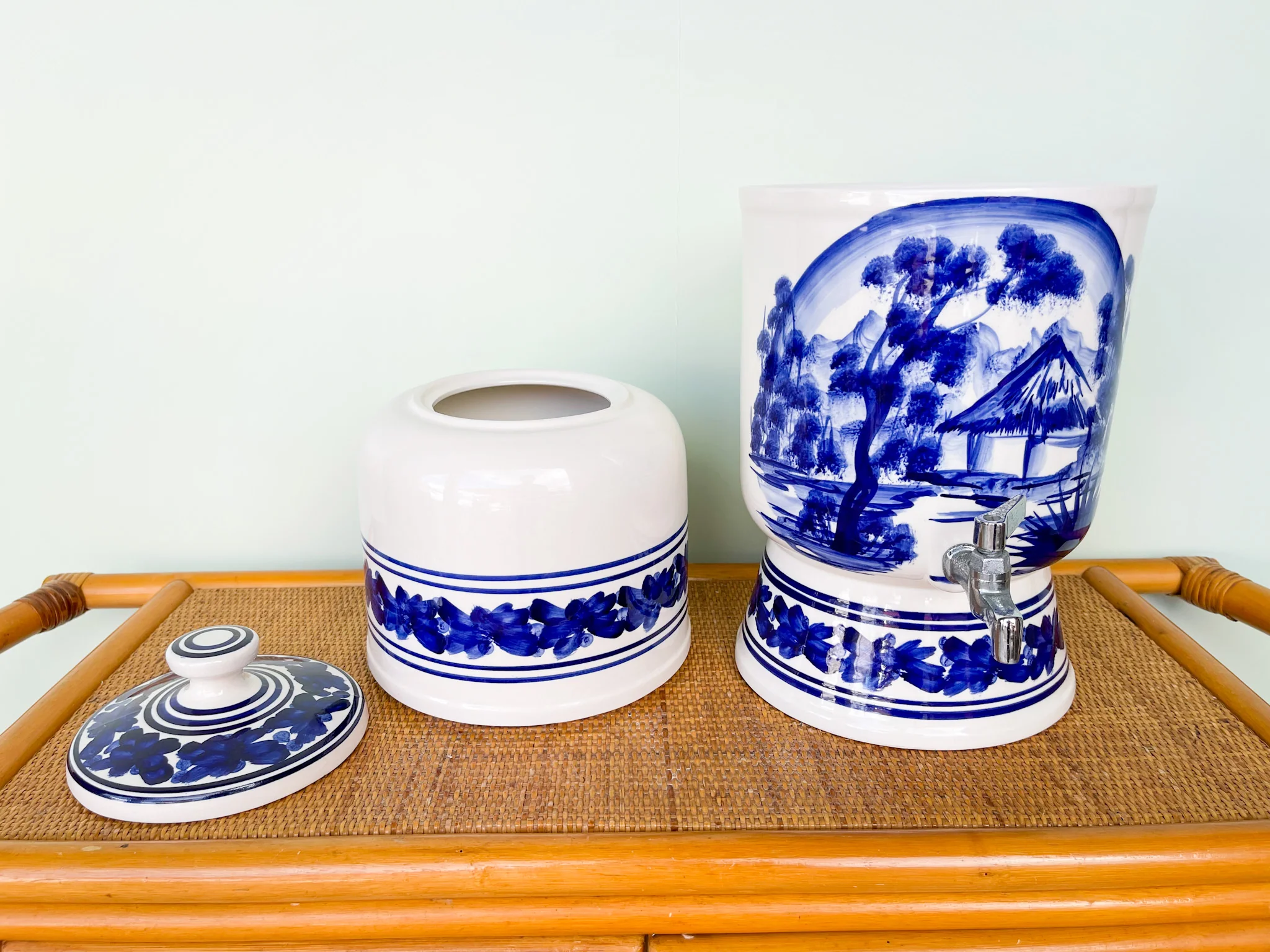 Blue and White Ceramic Decanter - Image 6