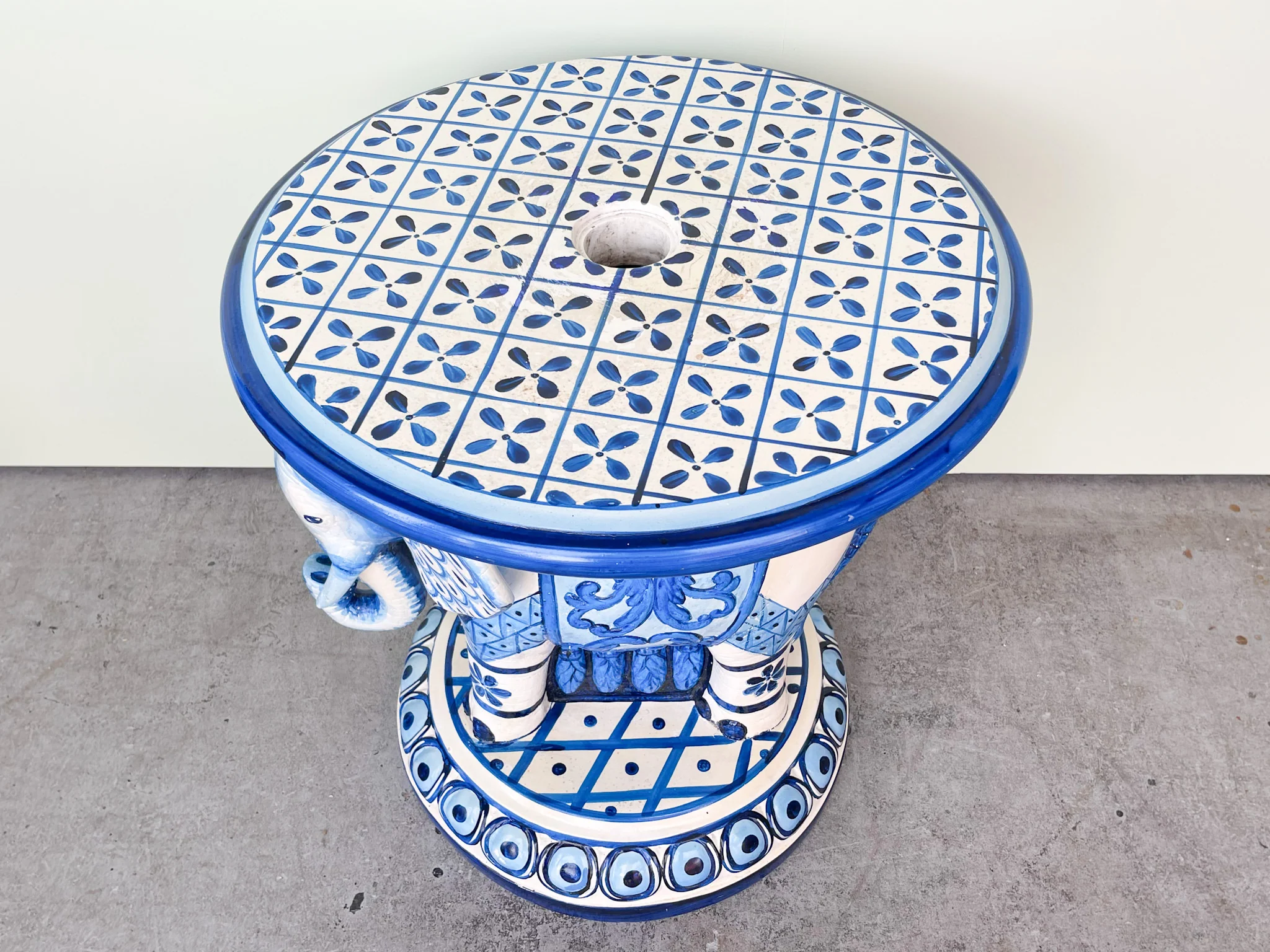 Blue and White Elephant Umbrella Table - Image 5