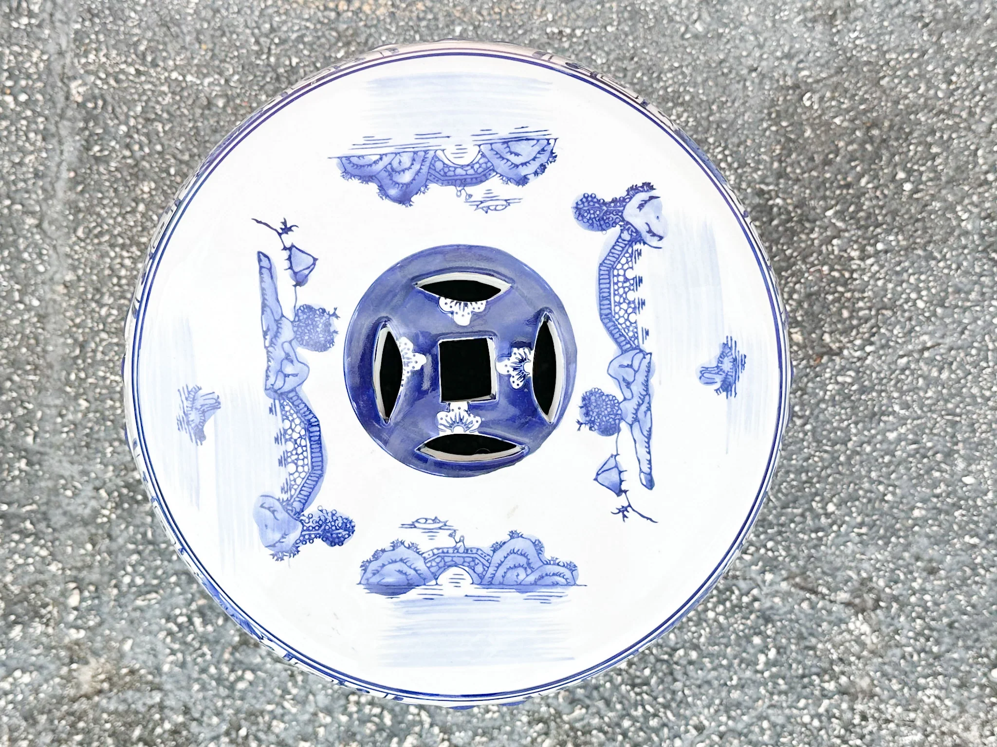 Kips Bay Show House Blue and White Garden Seat - Image 3
