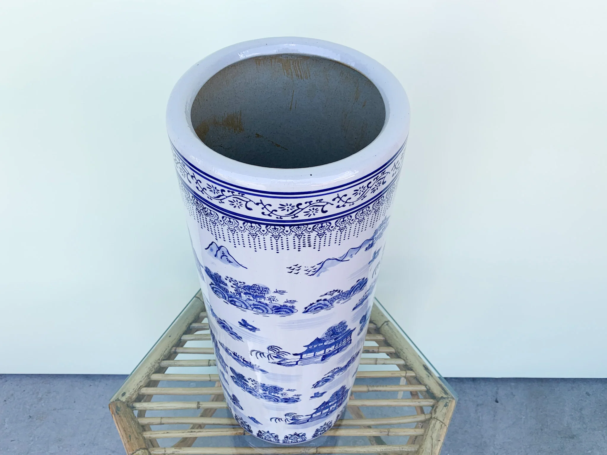 Blue and White Pagoda Umbrella Stand - Image 4