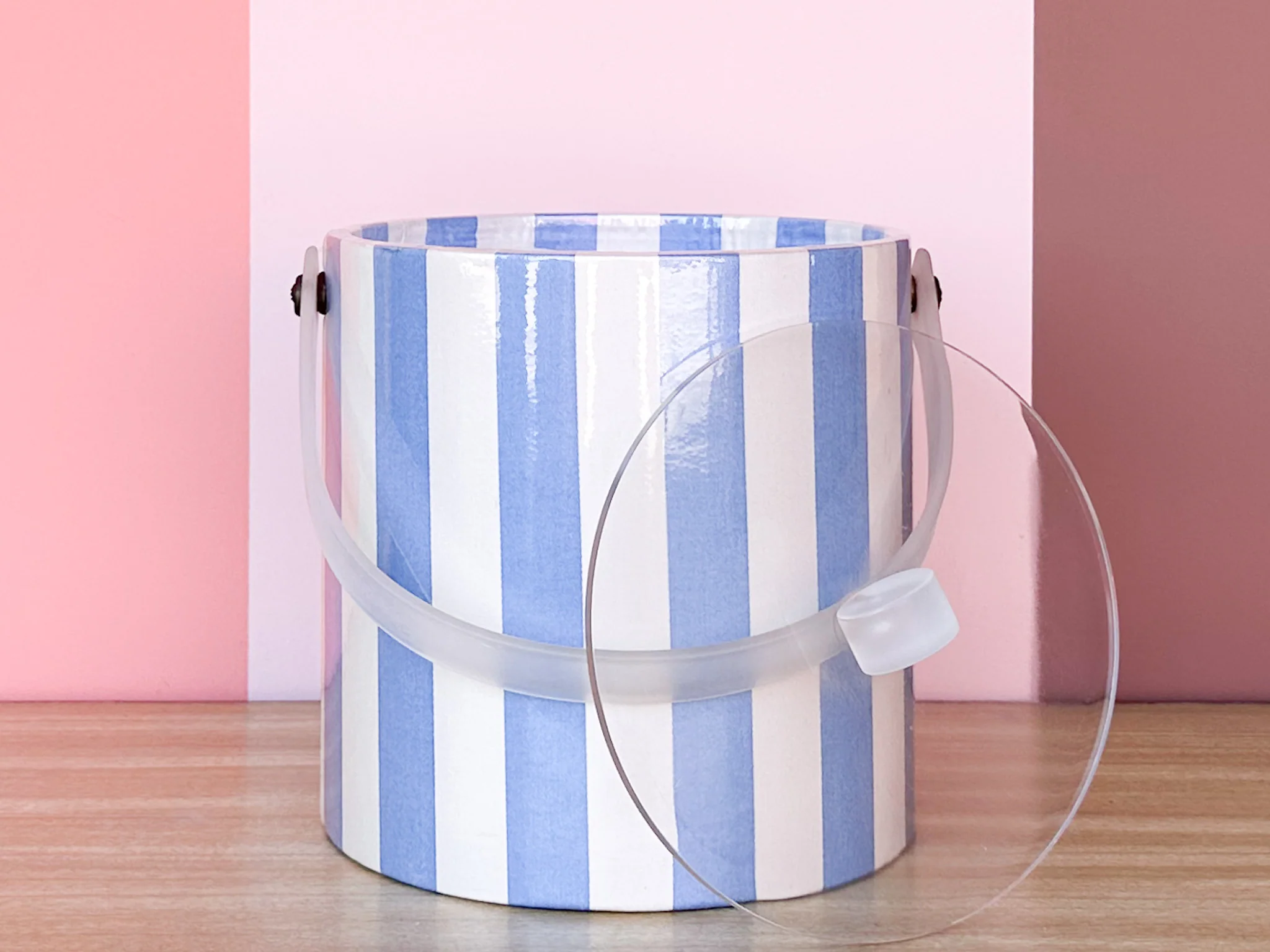 Blue and White Striped Ice Bucket - Image 2