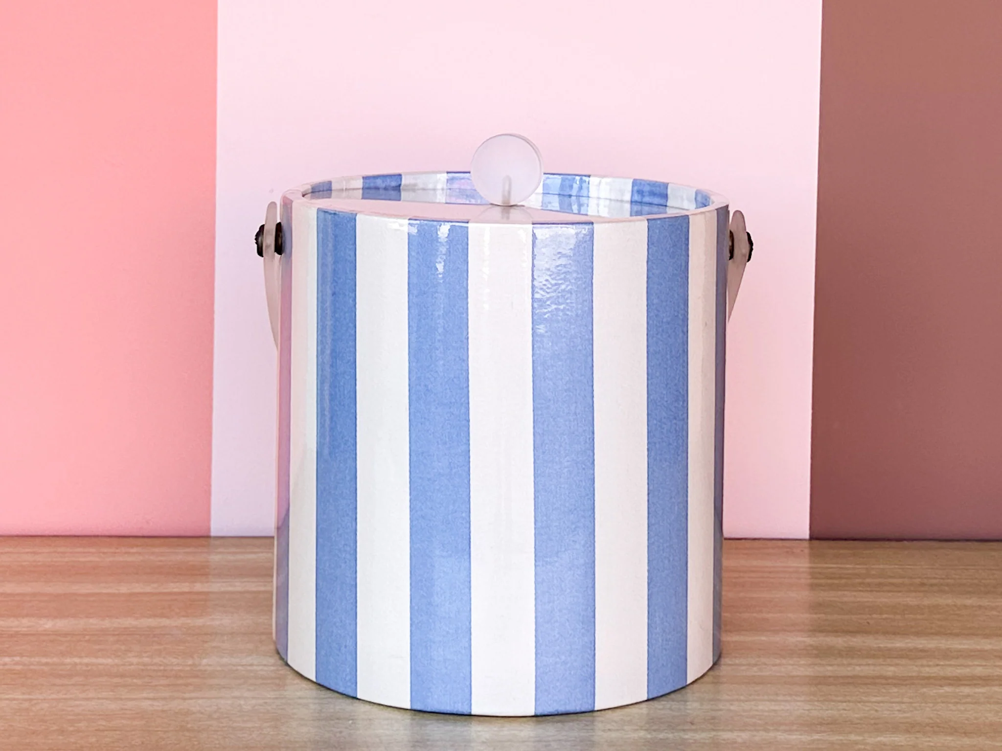 Blue and White Striped Ice Bucket - Image 7