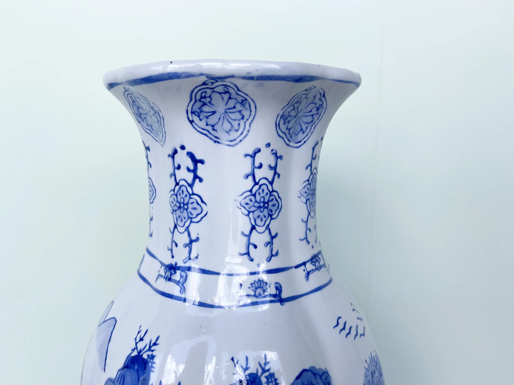 Large Blue and White Pagoda Vase - Image 3