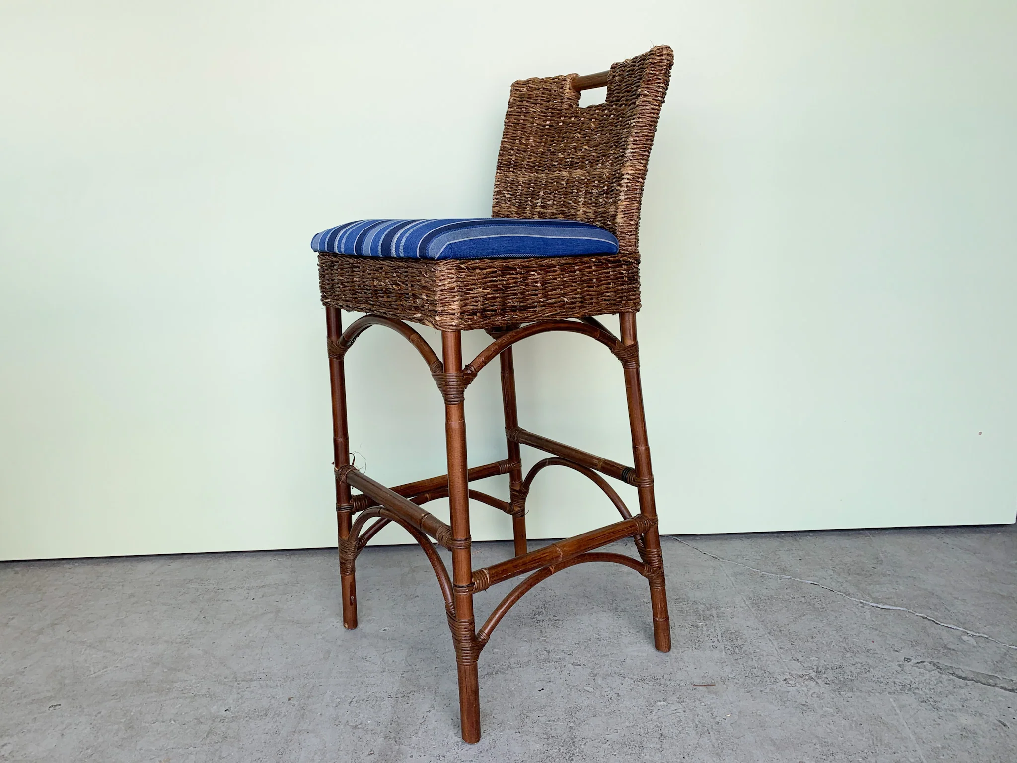 Rattan and Seagrass Palecek Bar Stools - Image 4