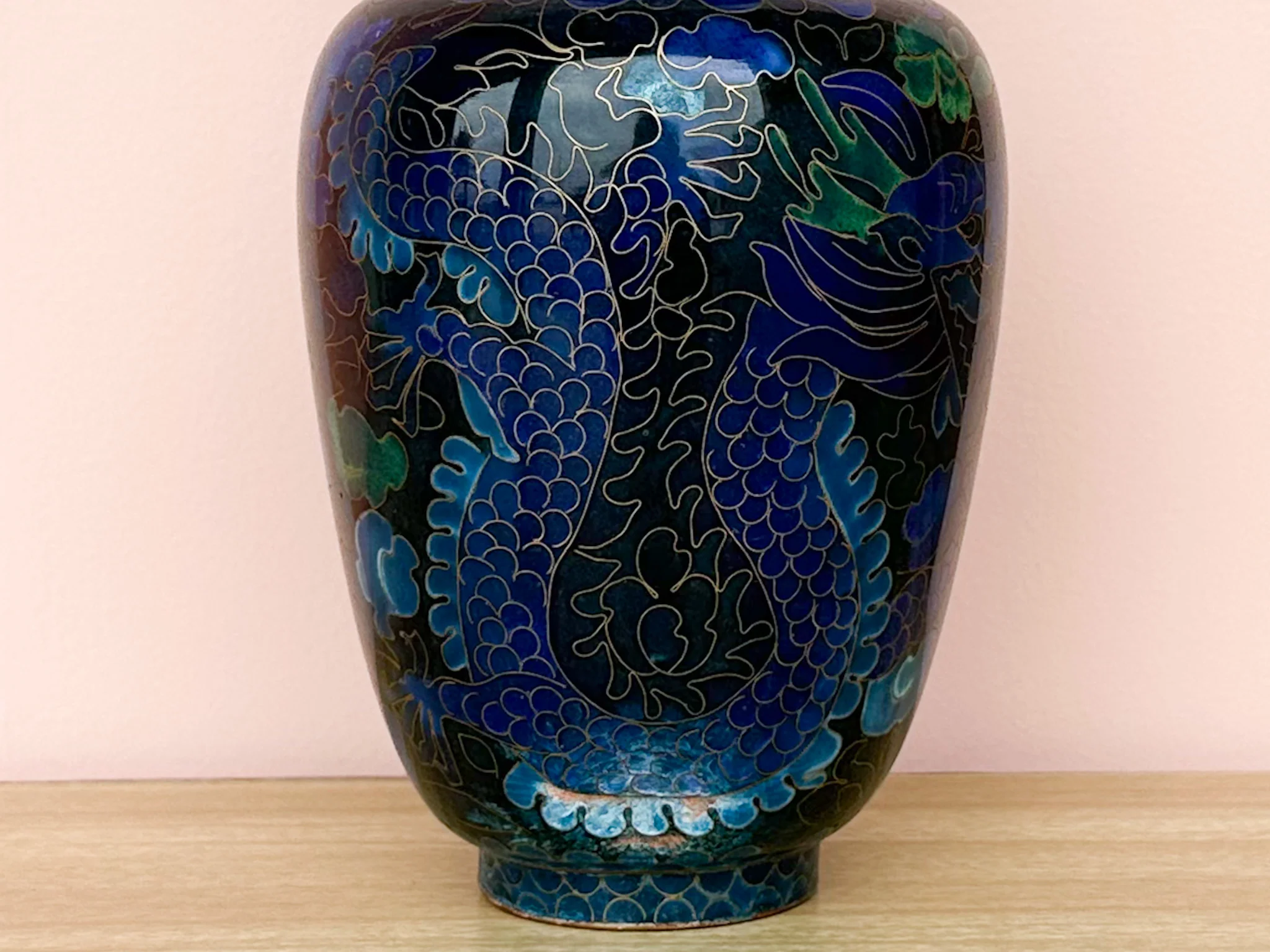 Blue Dragon Cloisonné Vase - Image 4