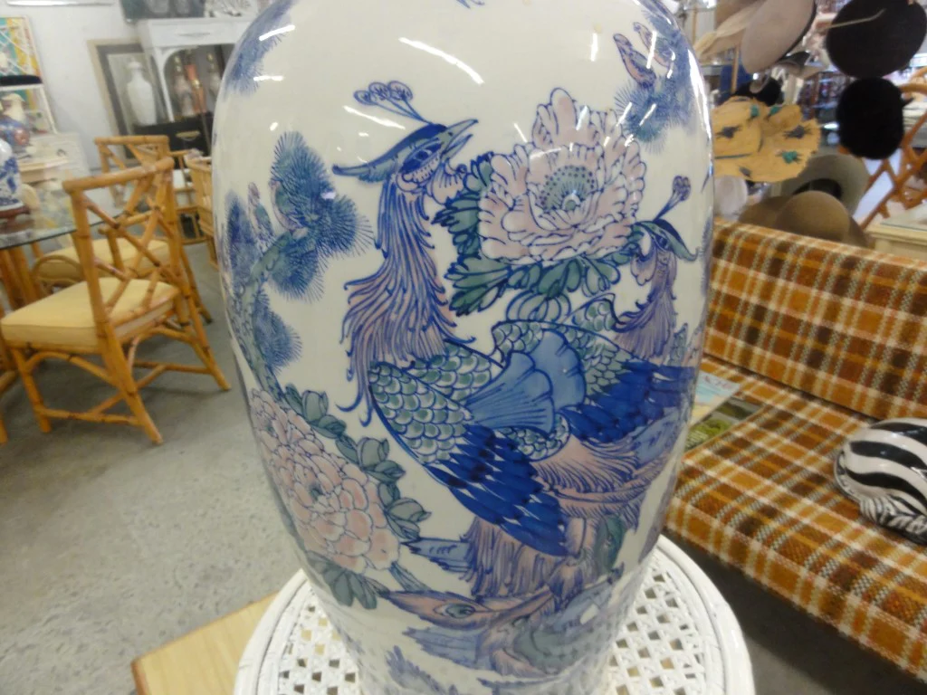 Blue & White Peacock Vase - Image 2
