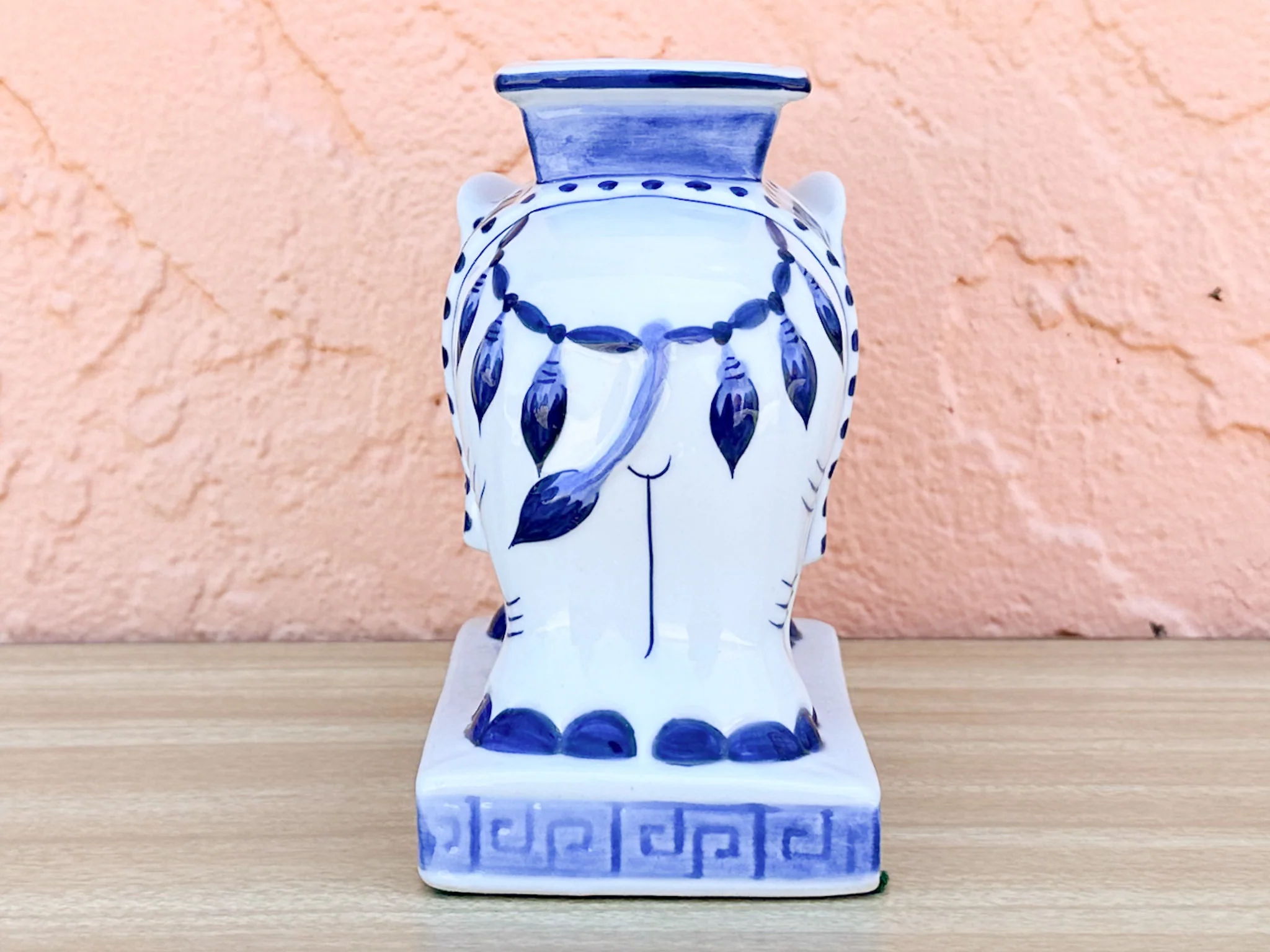Petite Bombay Blue and White Elephant Vase - Image 6