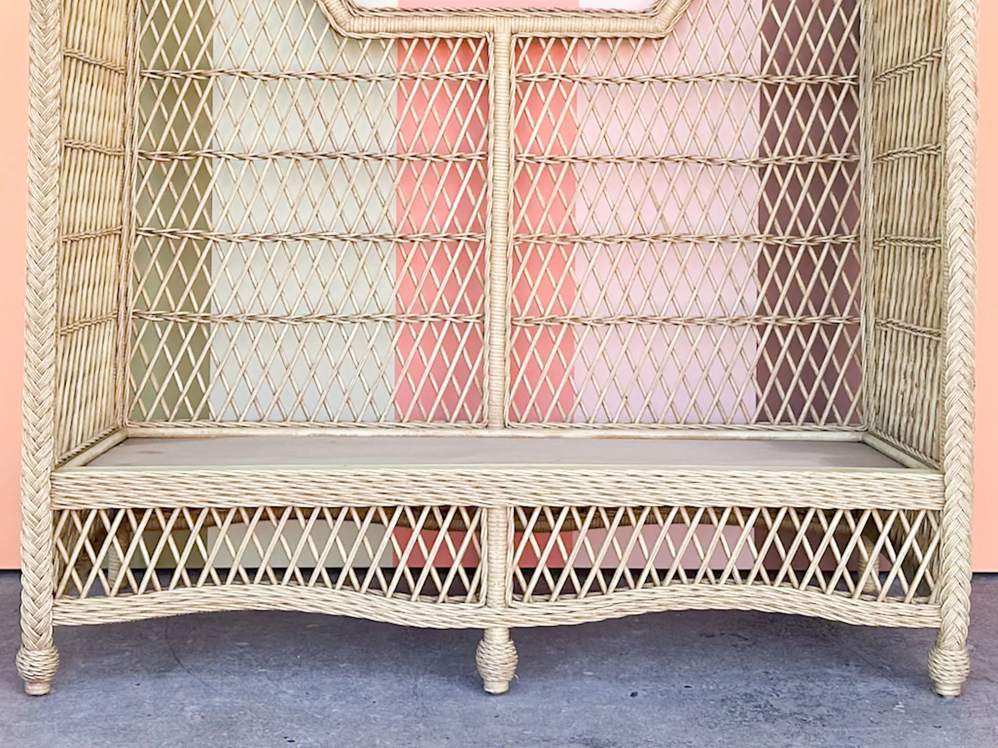 High Back Braided Rattan and Wicker Sette - Image 2
