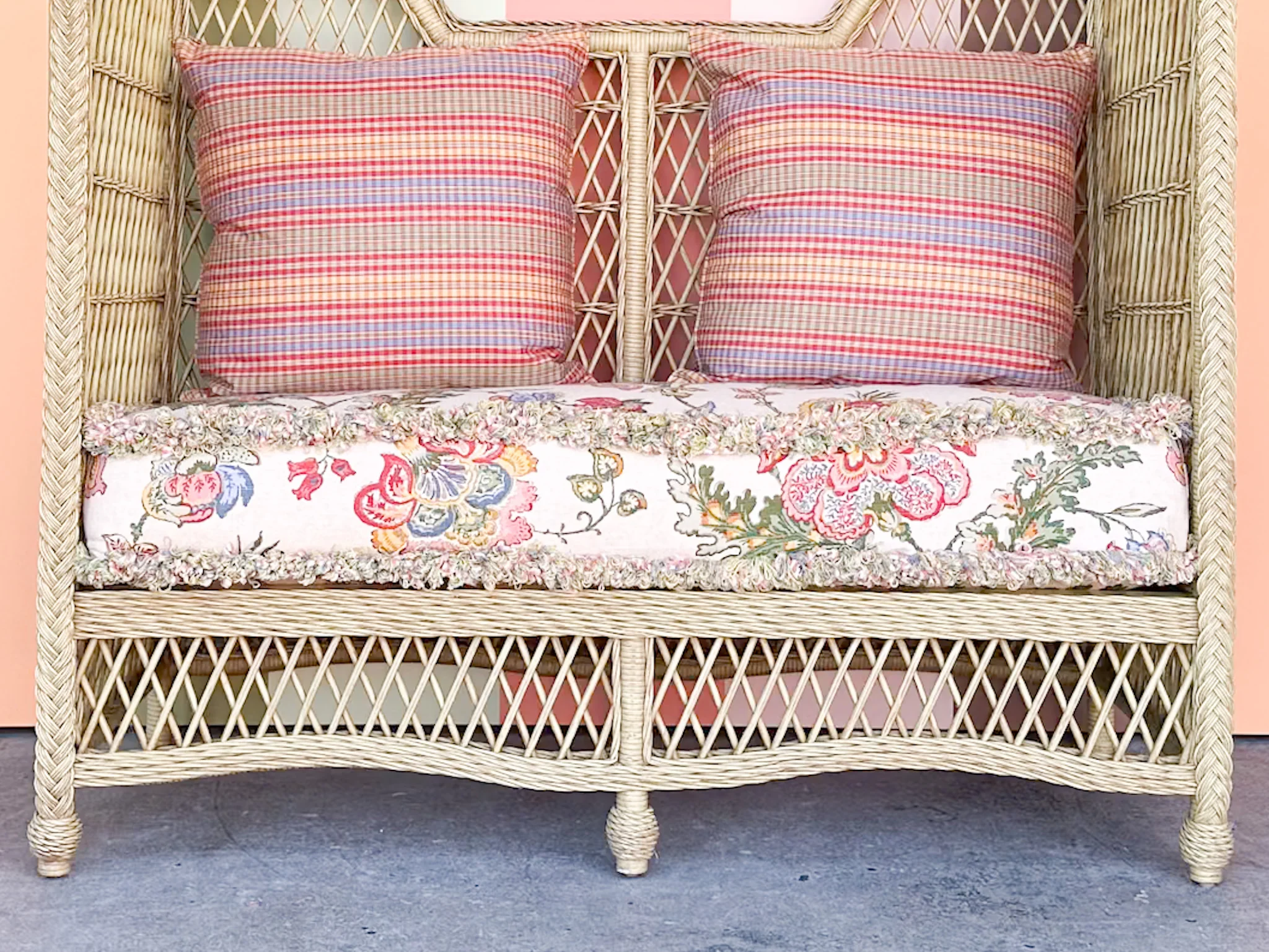 High Back Braided Rattan and Wicker Sette - Image 6