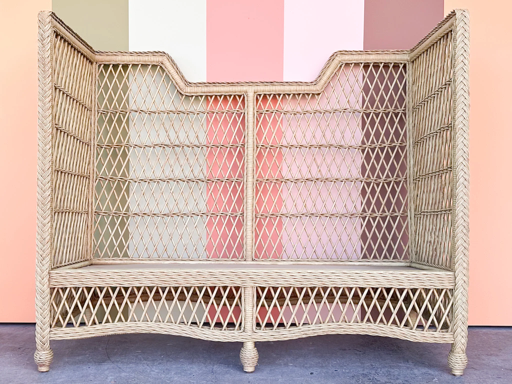 High Back Braided Rattan and Wicker Sette - Image 8