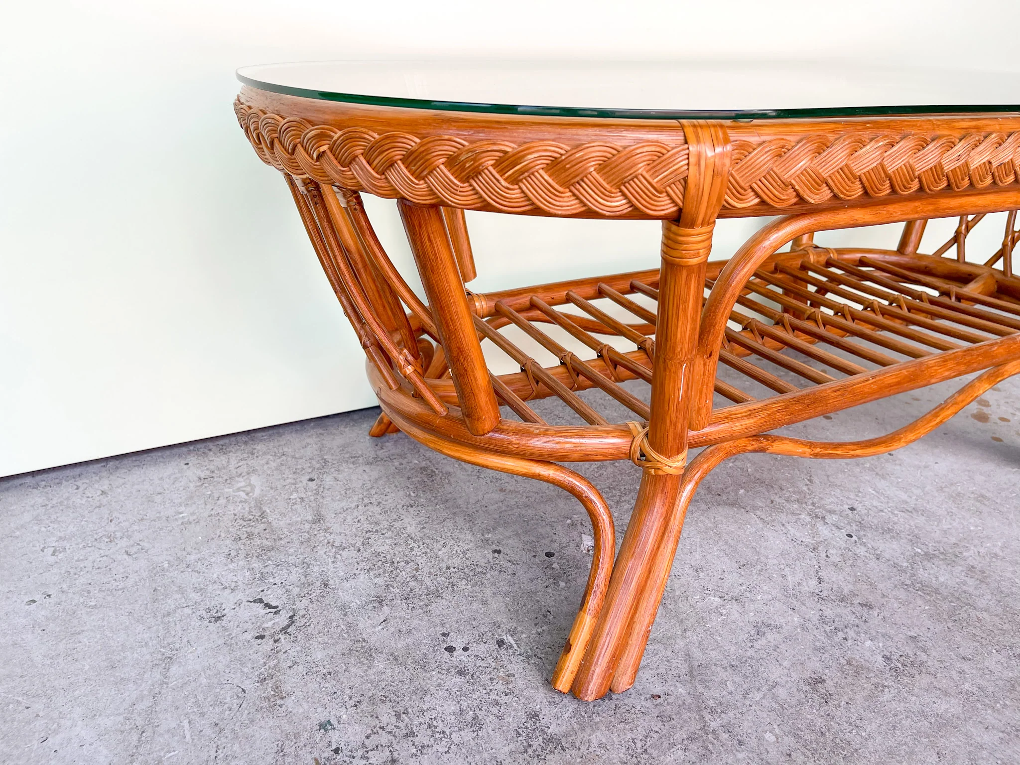 Braided Rattan Coffee Table - Image 3