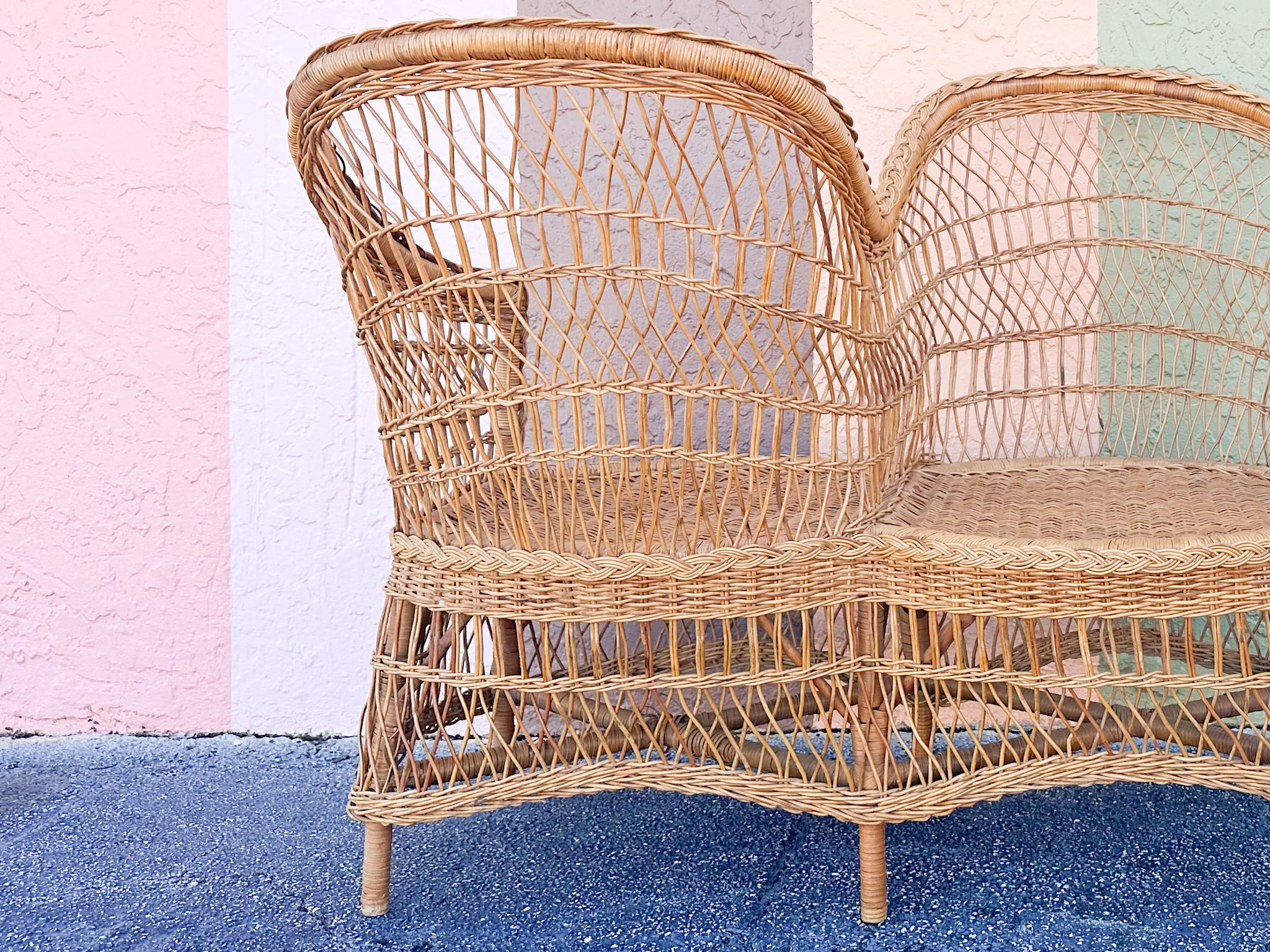 Braided Rattan Kissing Bench - Image 5