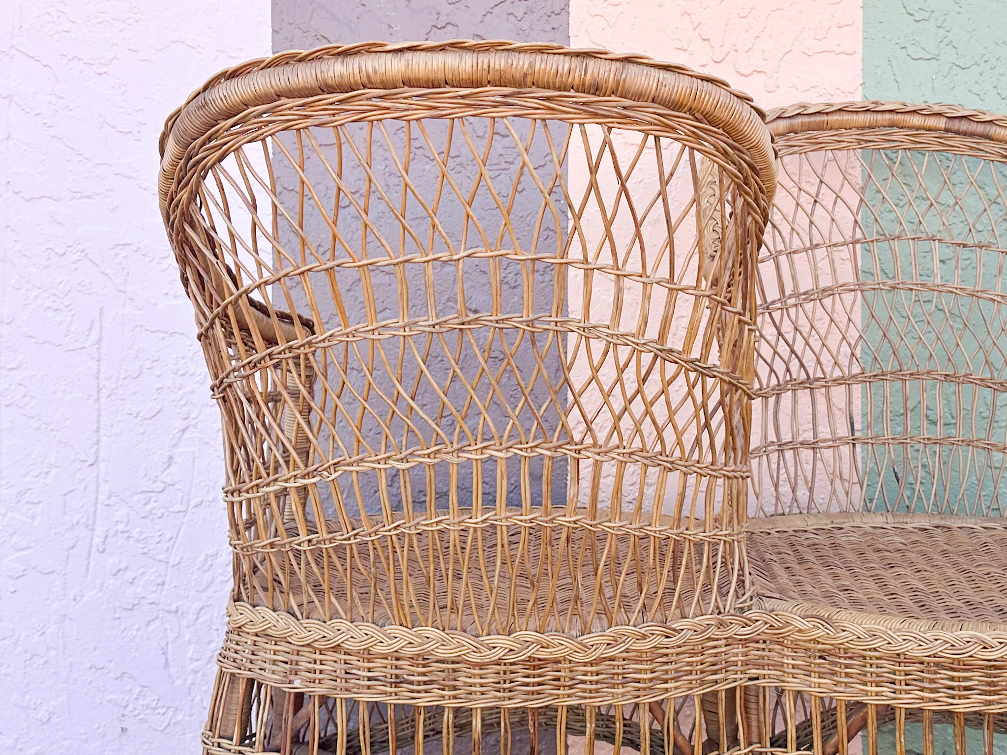 Braided Rattan Kissing Bench - Image 6
