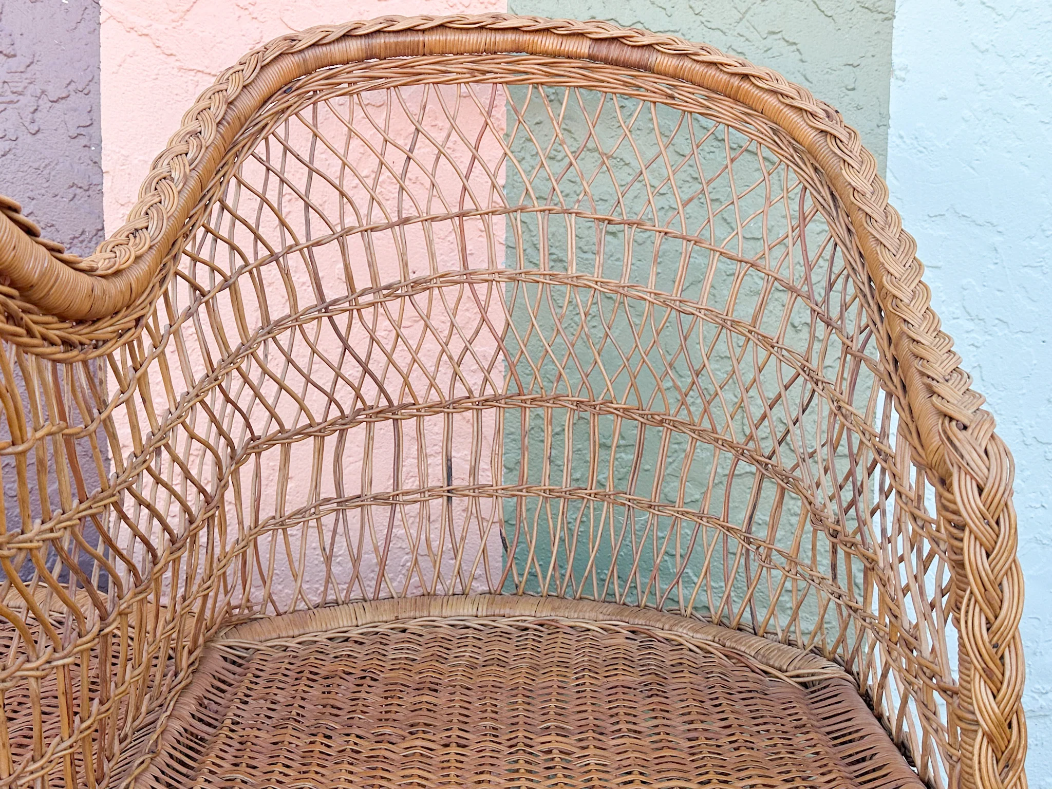 Braided Rattan Kissing Bench - Image 7
