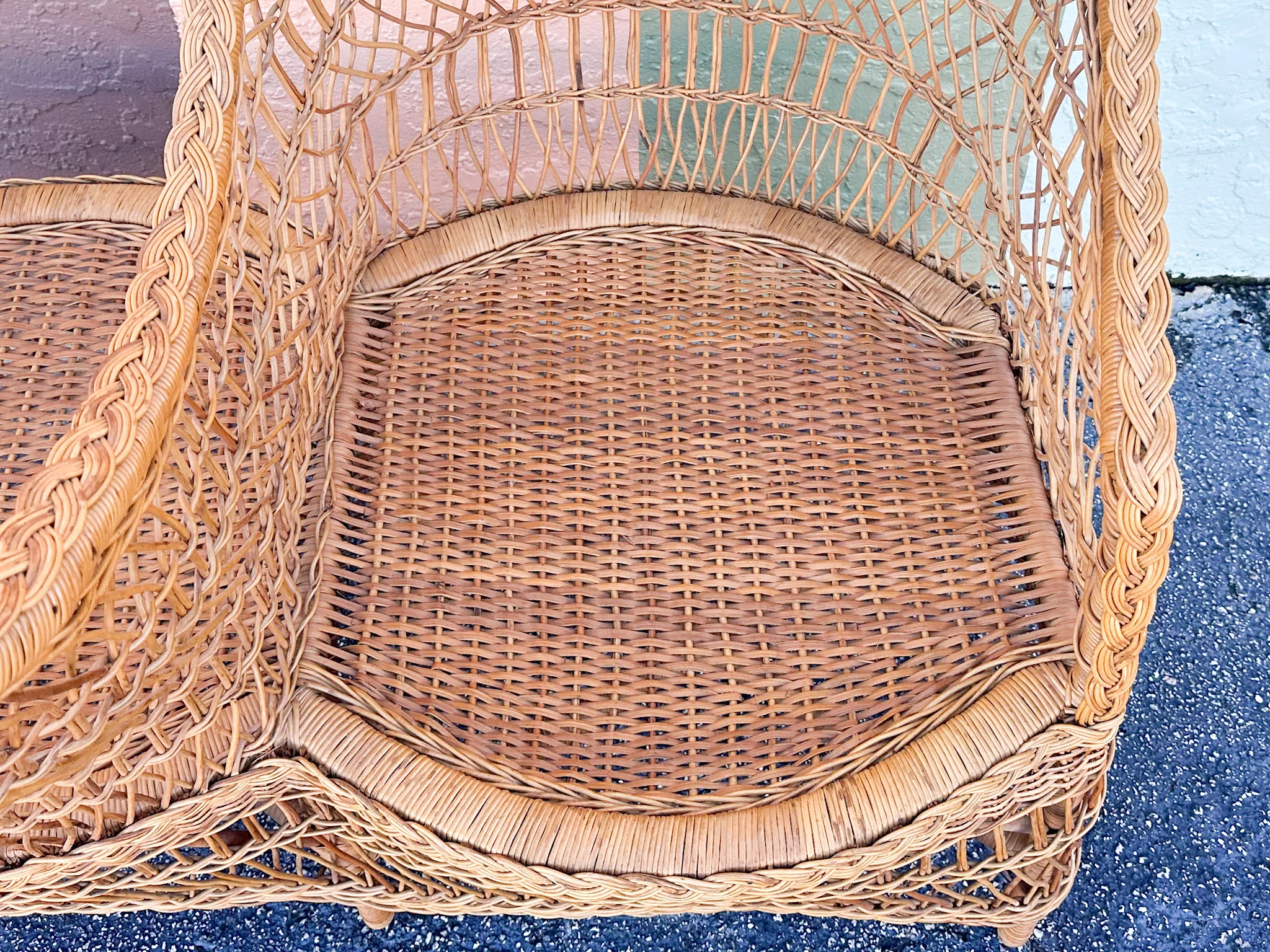 Braided Rattan Kissing Bench - Image 8
