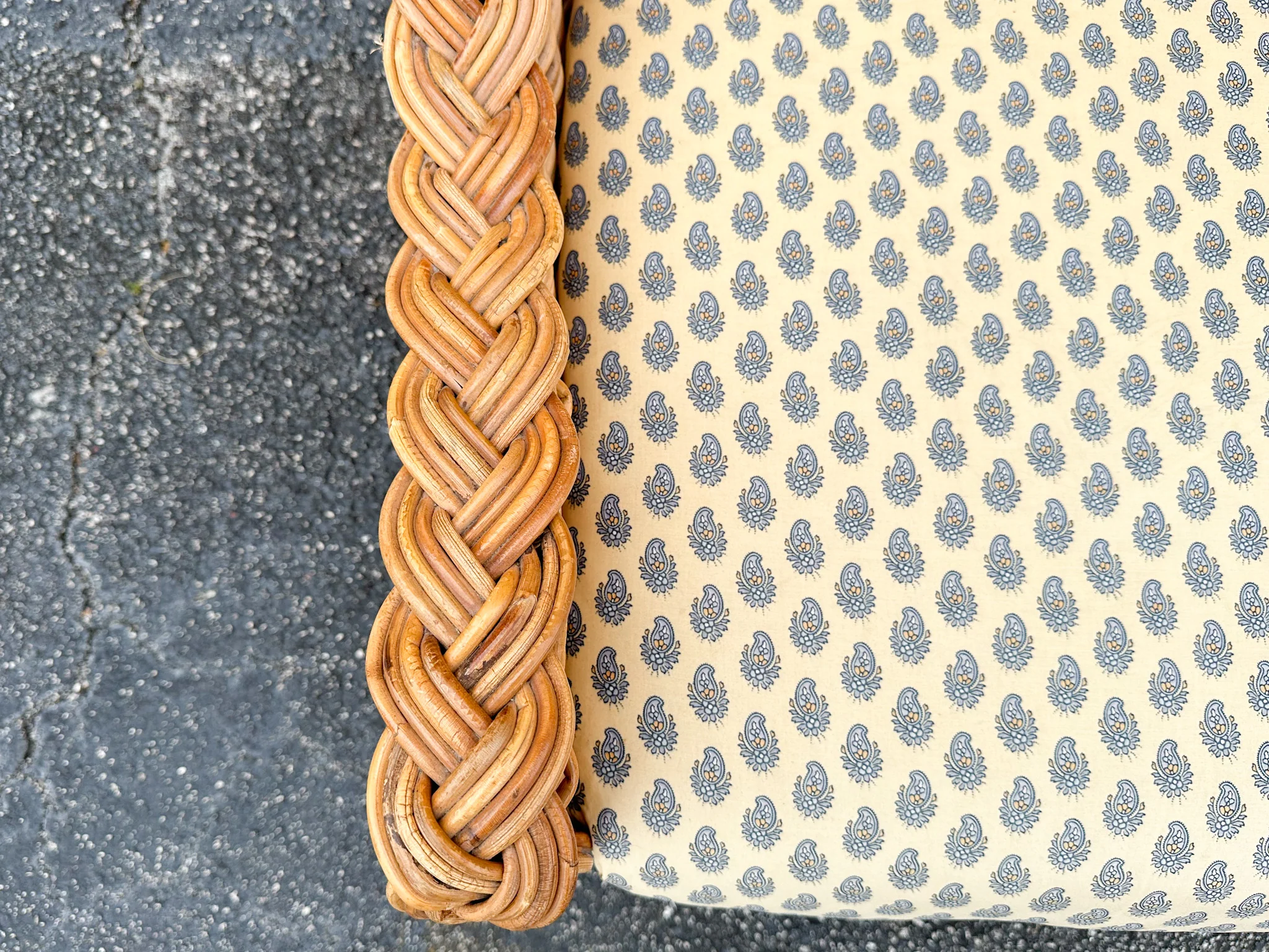 Braided Rattan Lounge Chair and Ottoman - Image 10