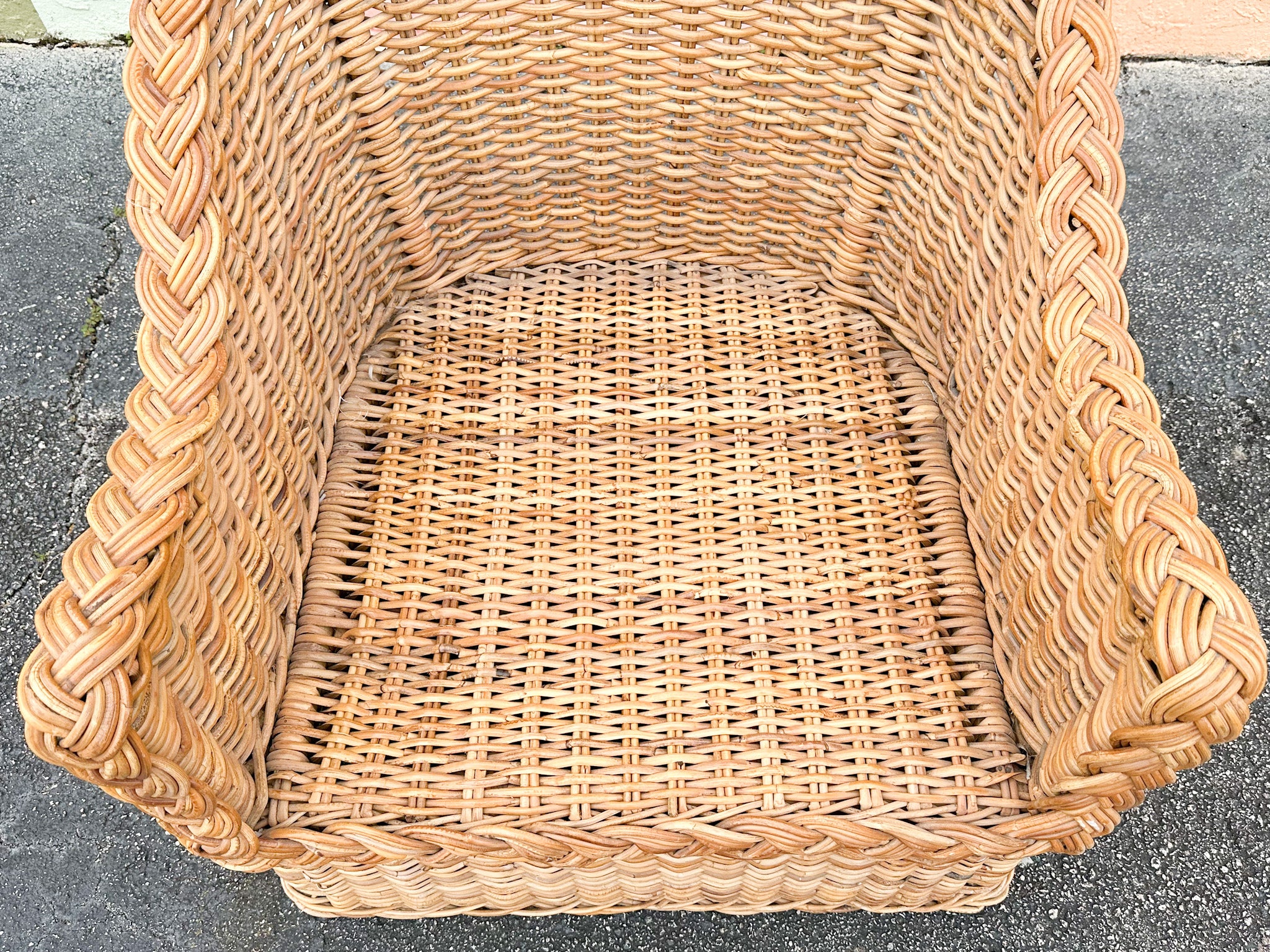 Braided Rattan Lounge Chair and Ottoman - Image 6