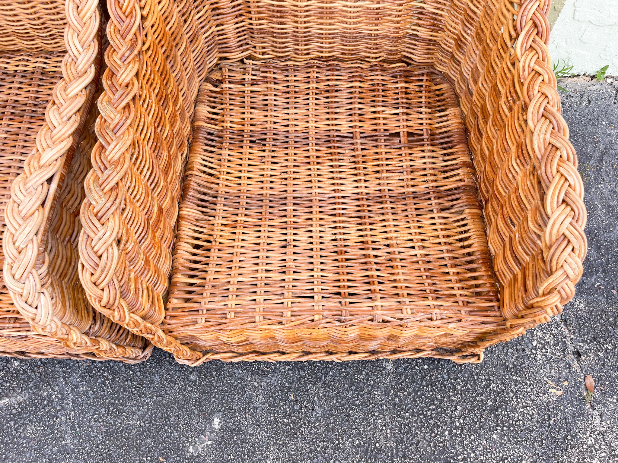 Pair of Braided Rattan Lounge Chairs - Image 2