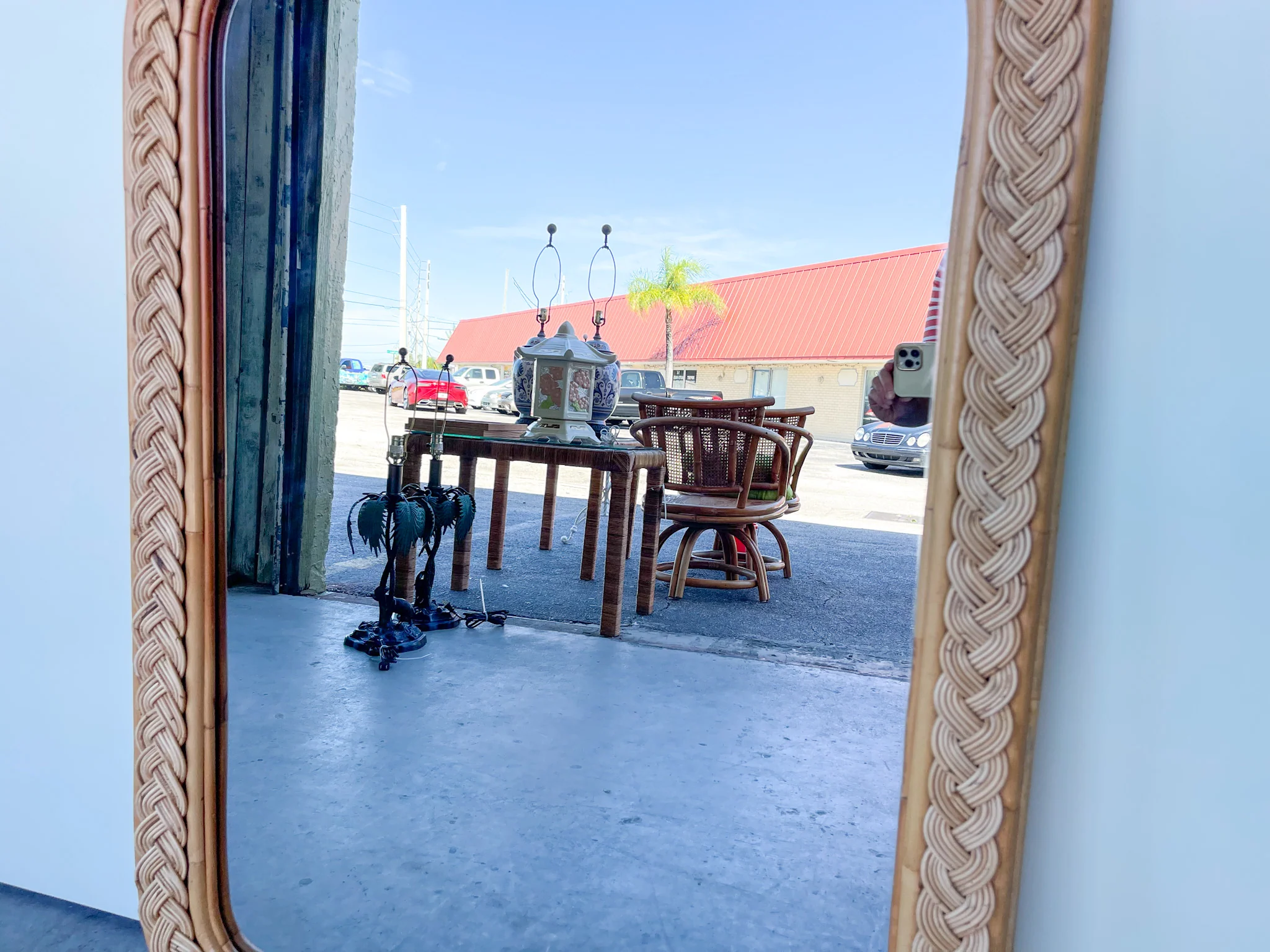 Braided Rattan Mirror - Image 5
