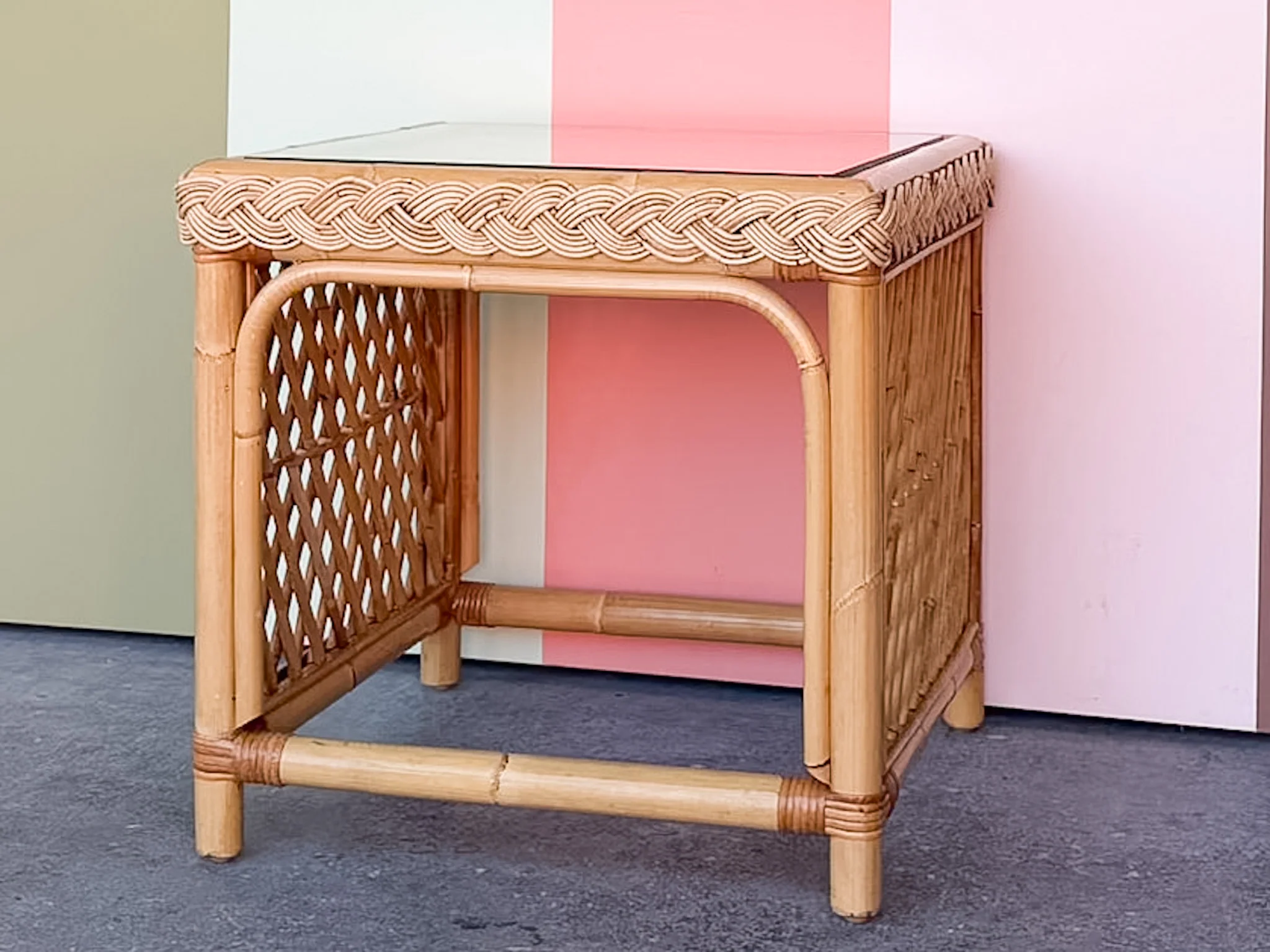 Braided Rattan Side Table - Image 2