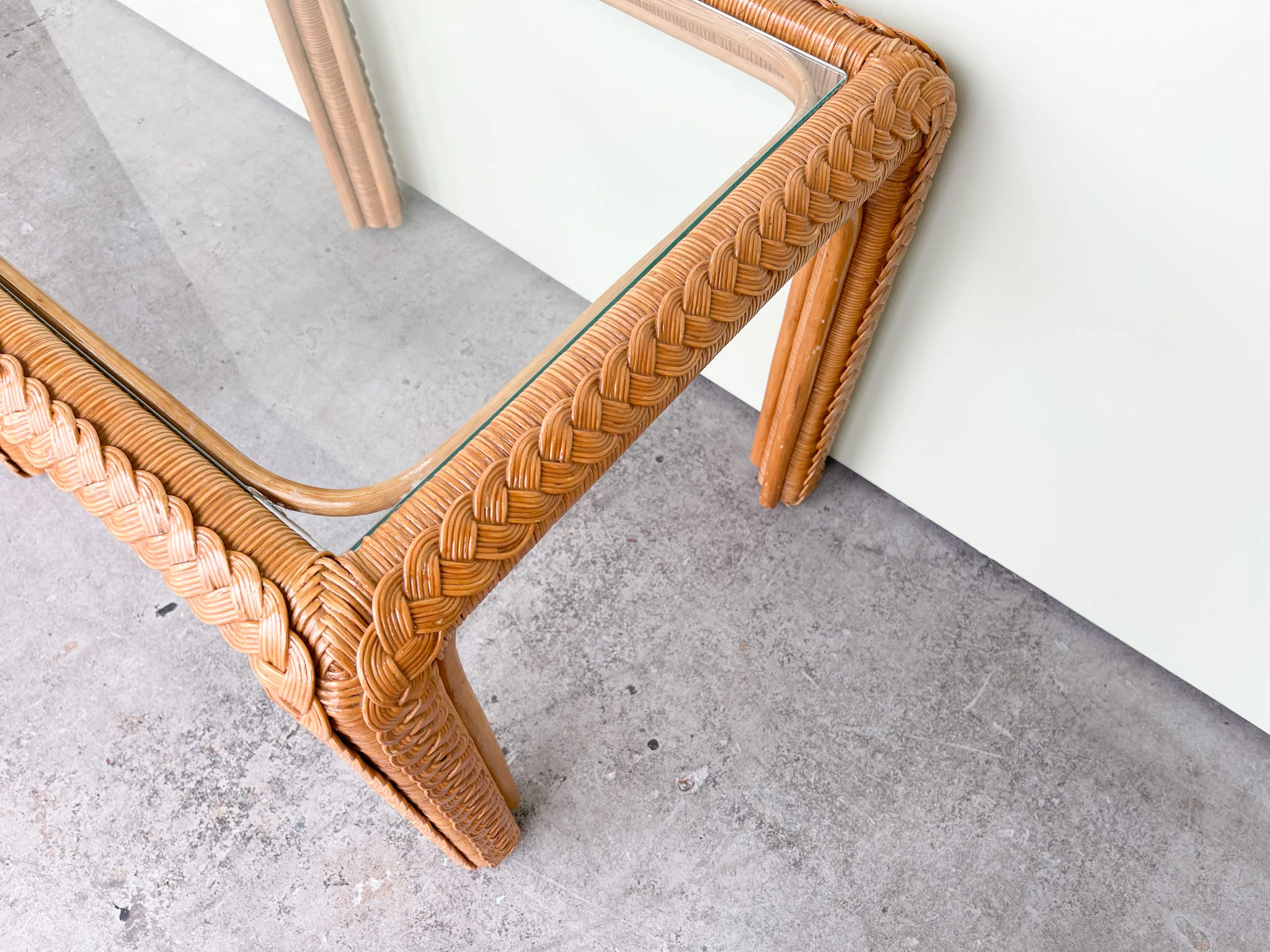 Braided Rattan Side Table - Image 4