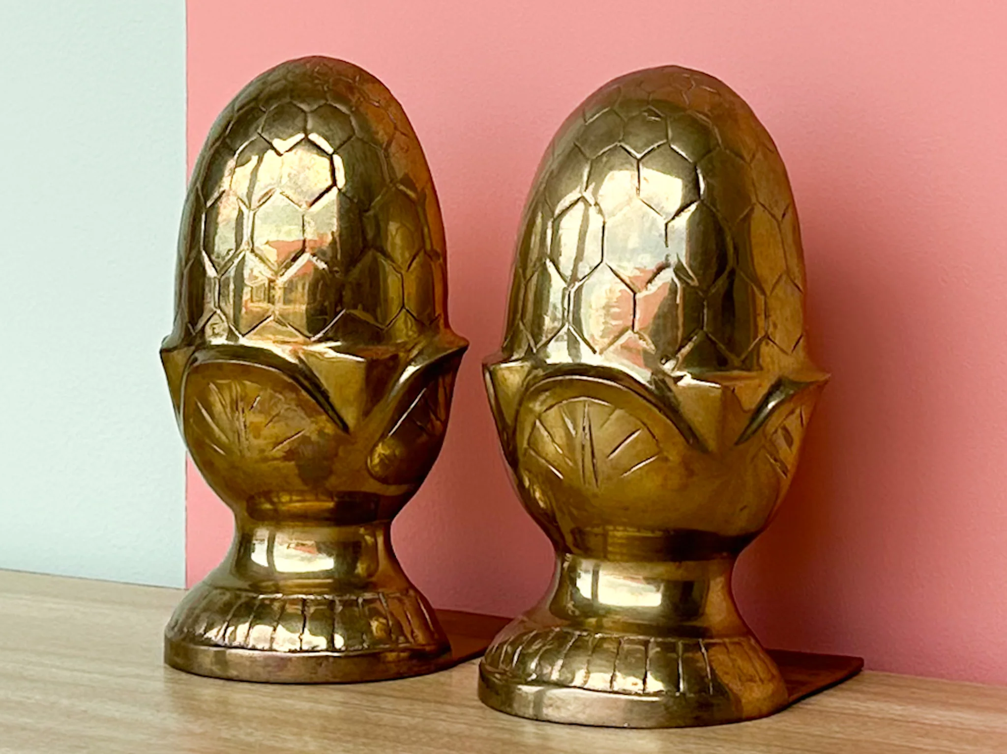 Kips Bay Show House Brass Acorn Bookends - Image 2