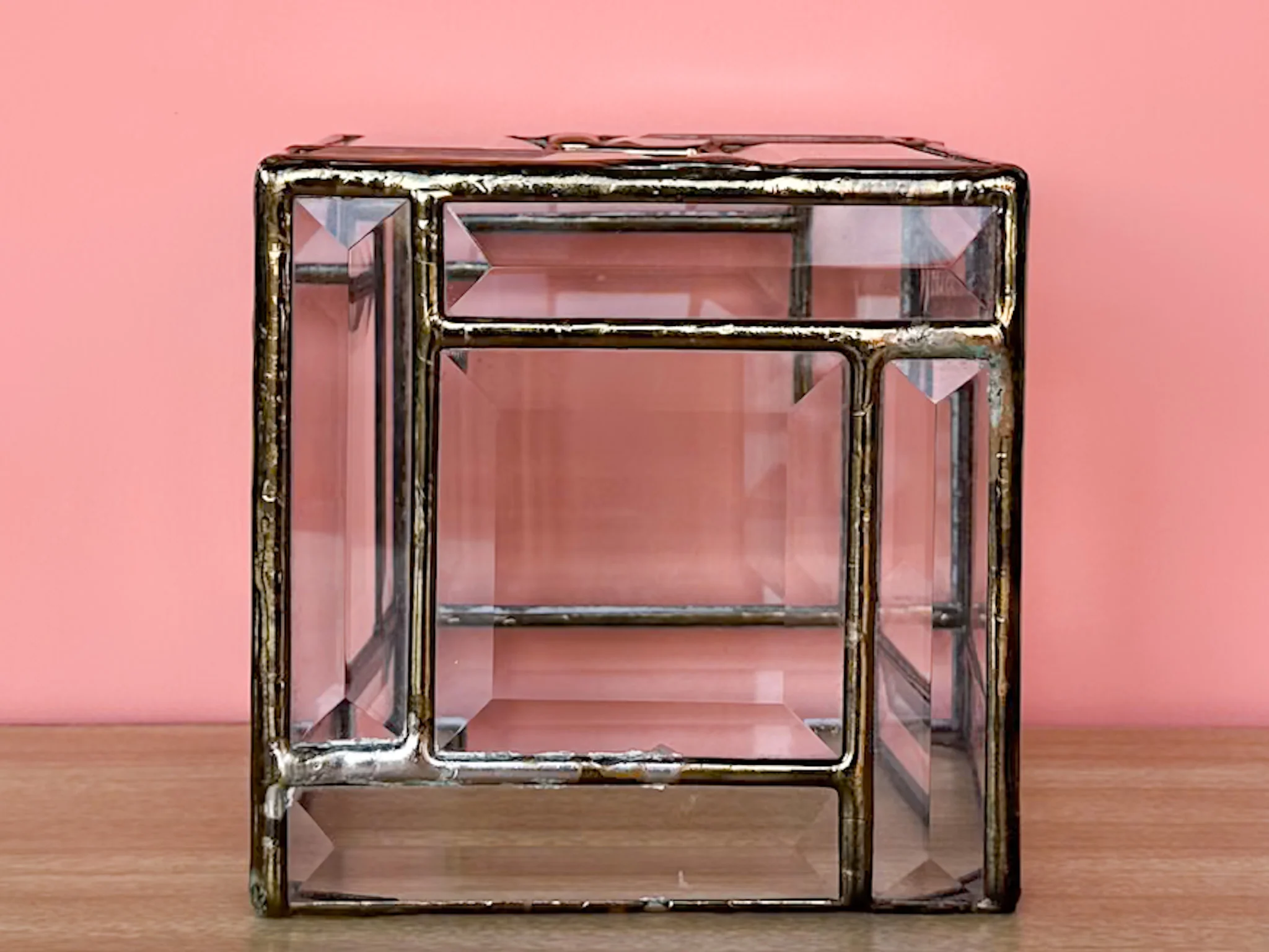 Brass and Leaded Glass Vanity Set - Image 5