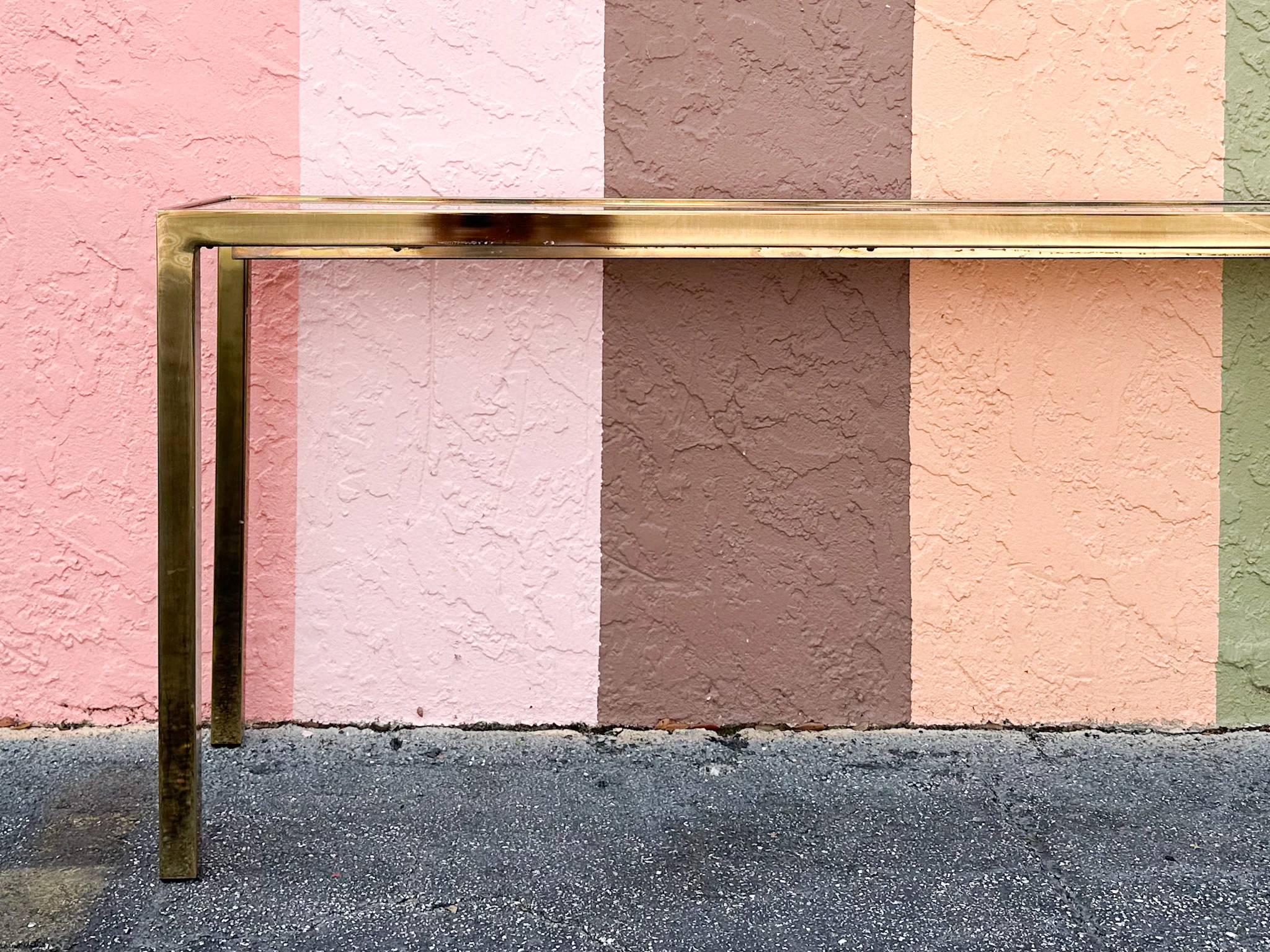 Brass and Rattan MCM Console - Image 3