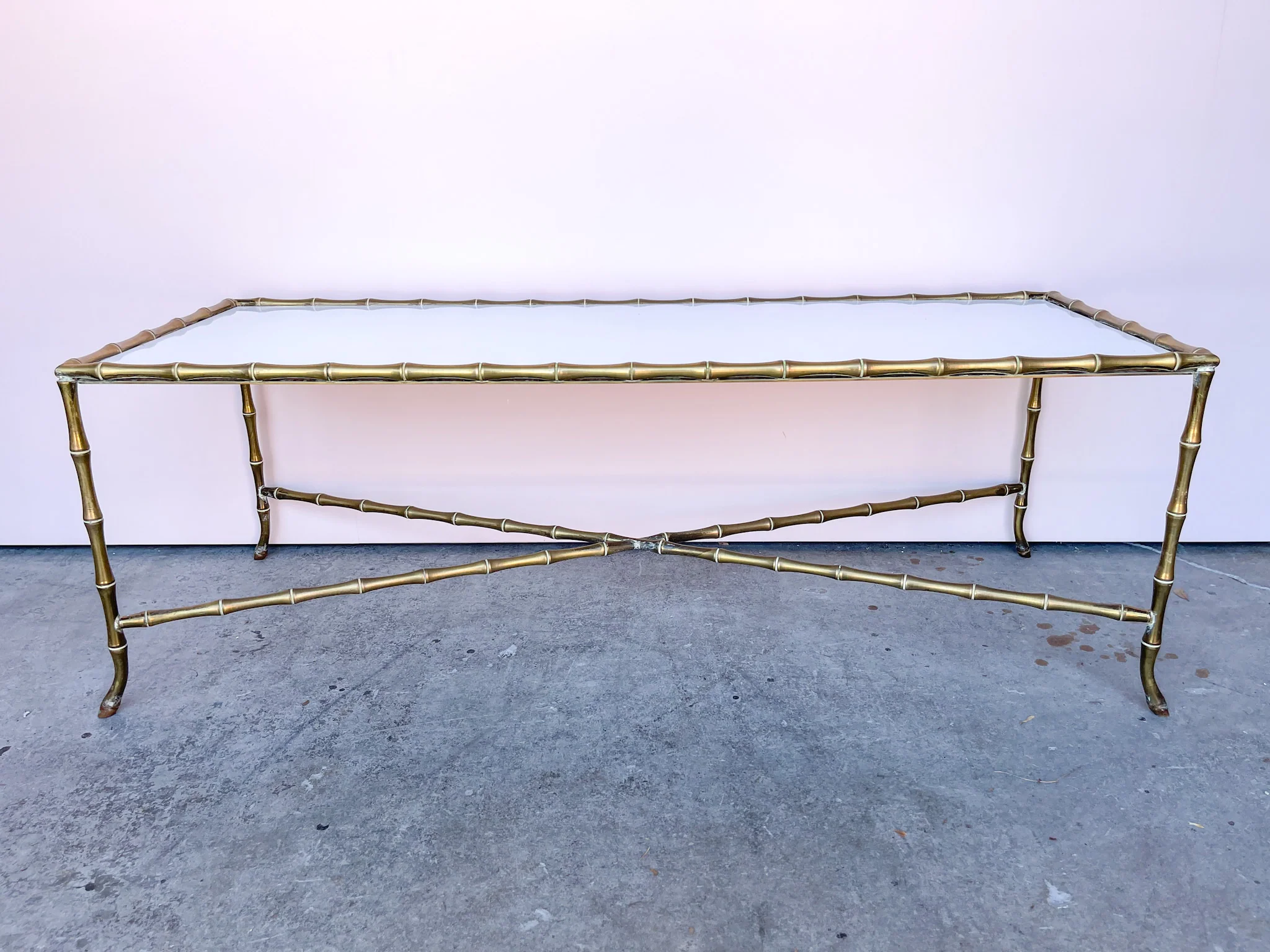 Brass Faux Bamboo Coffee Table - Image 6