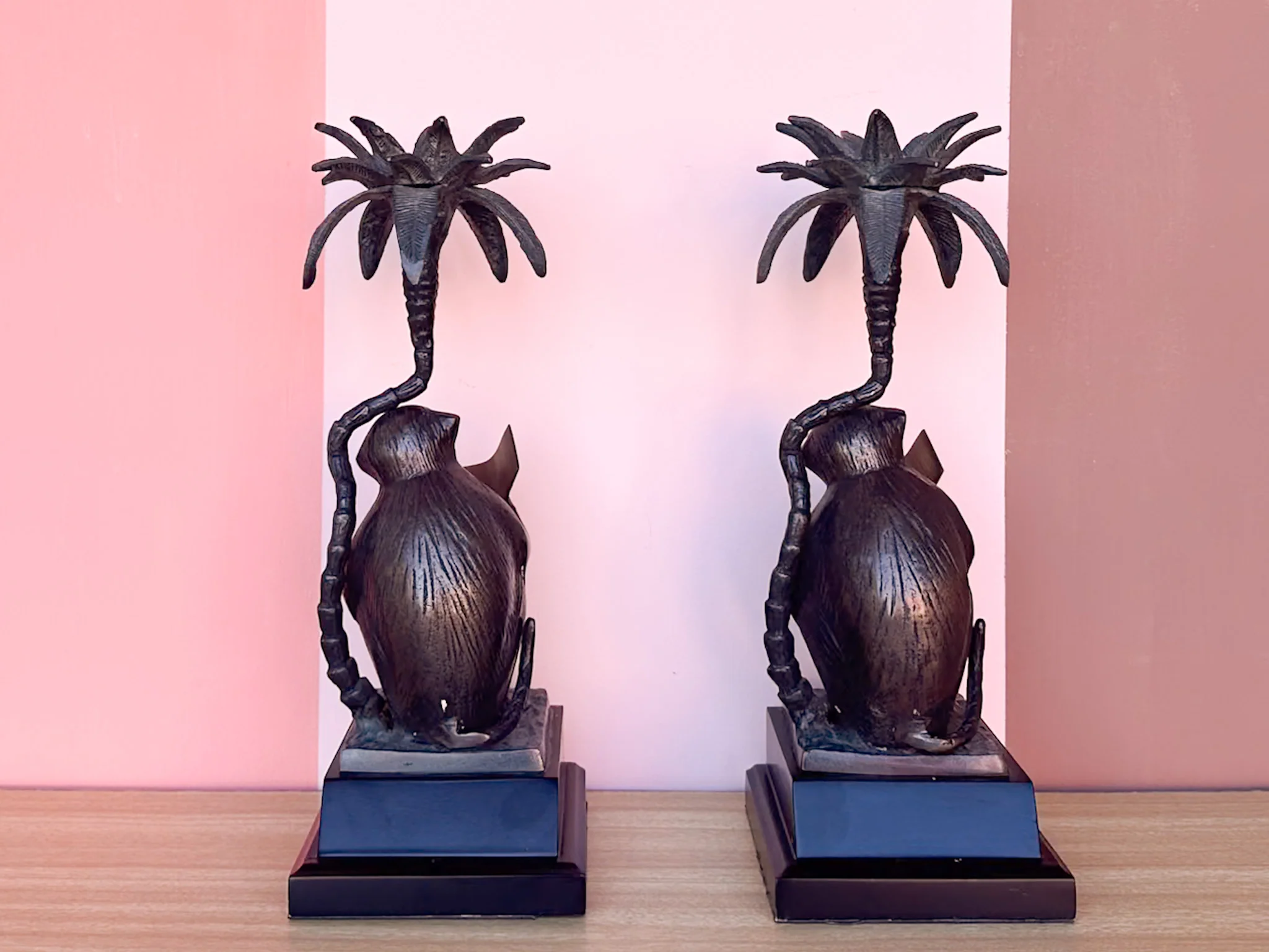 Brass Reading Monkey Candle Holders - Image 3