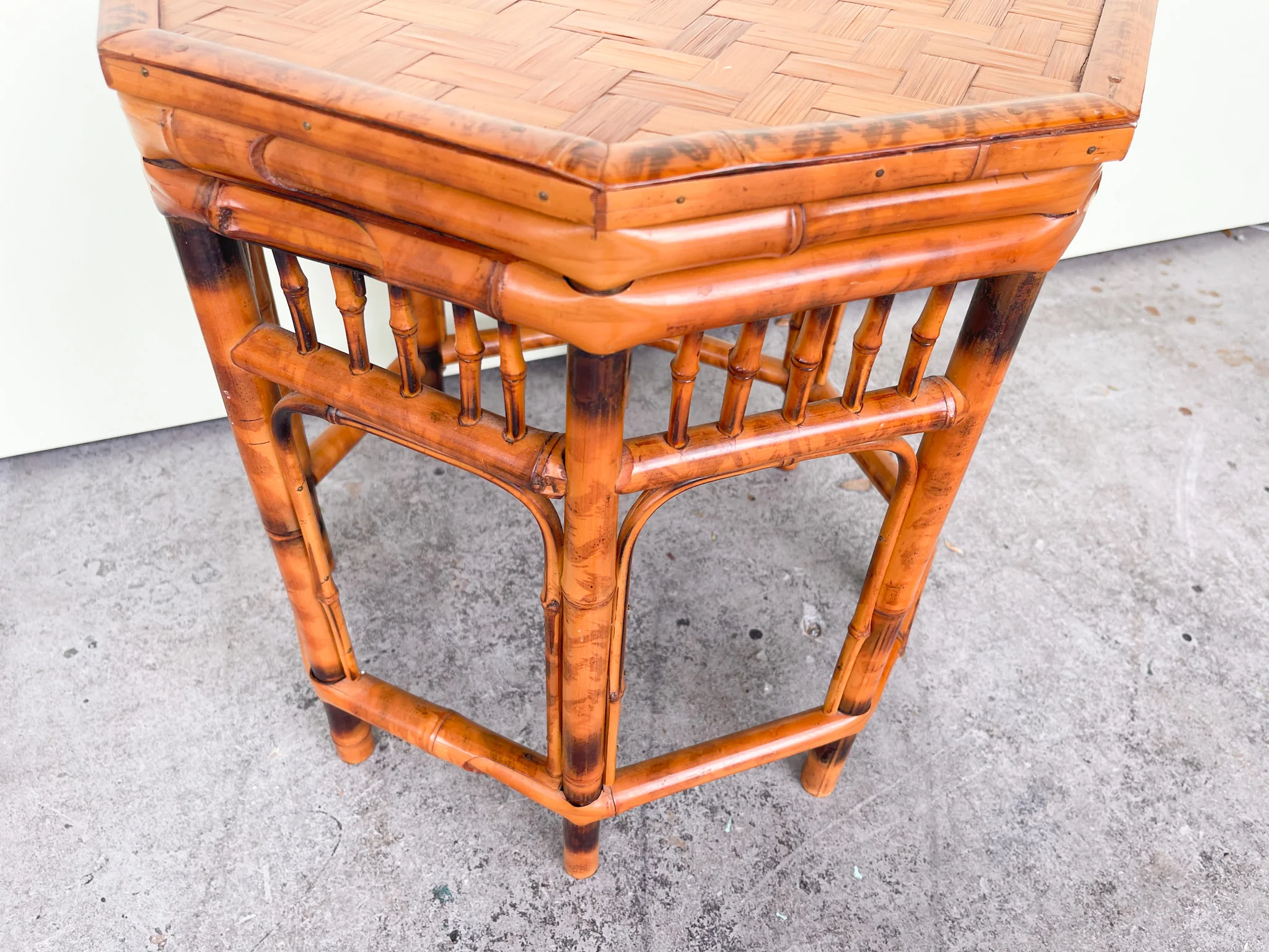 Burnt Bamboo Octagon Side Table - Image 2